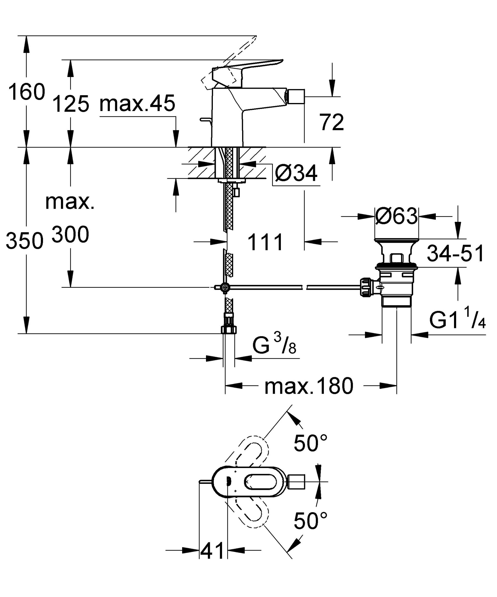 Смеситель Grohe BauLoop 23338000 для биде