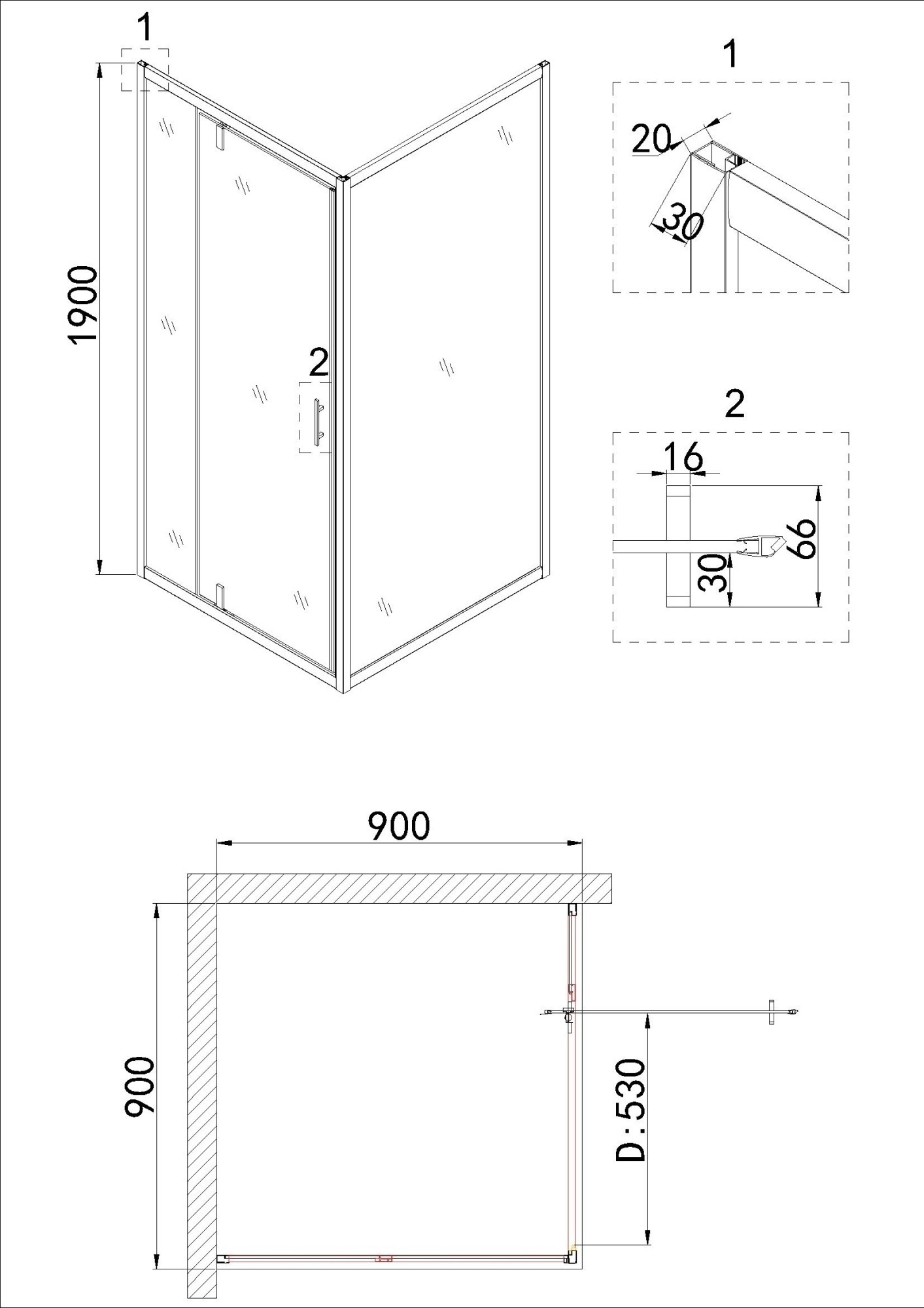 Душевой уголок Niagara Nova NG-0290-08 Black 90x90