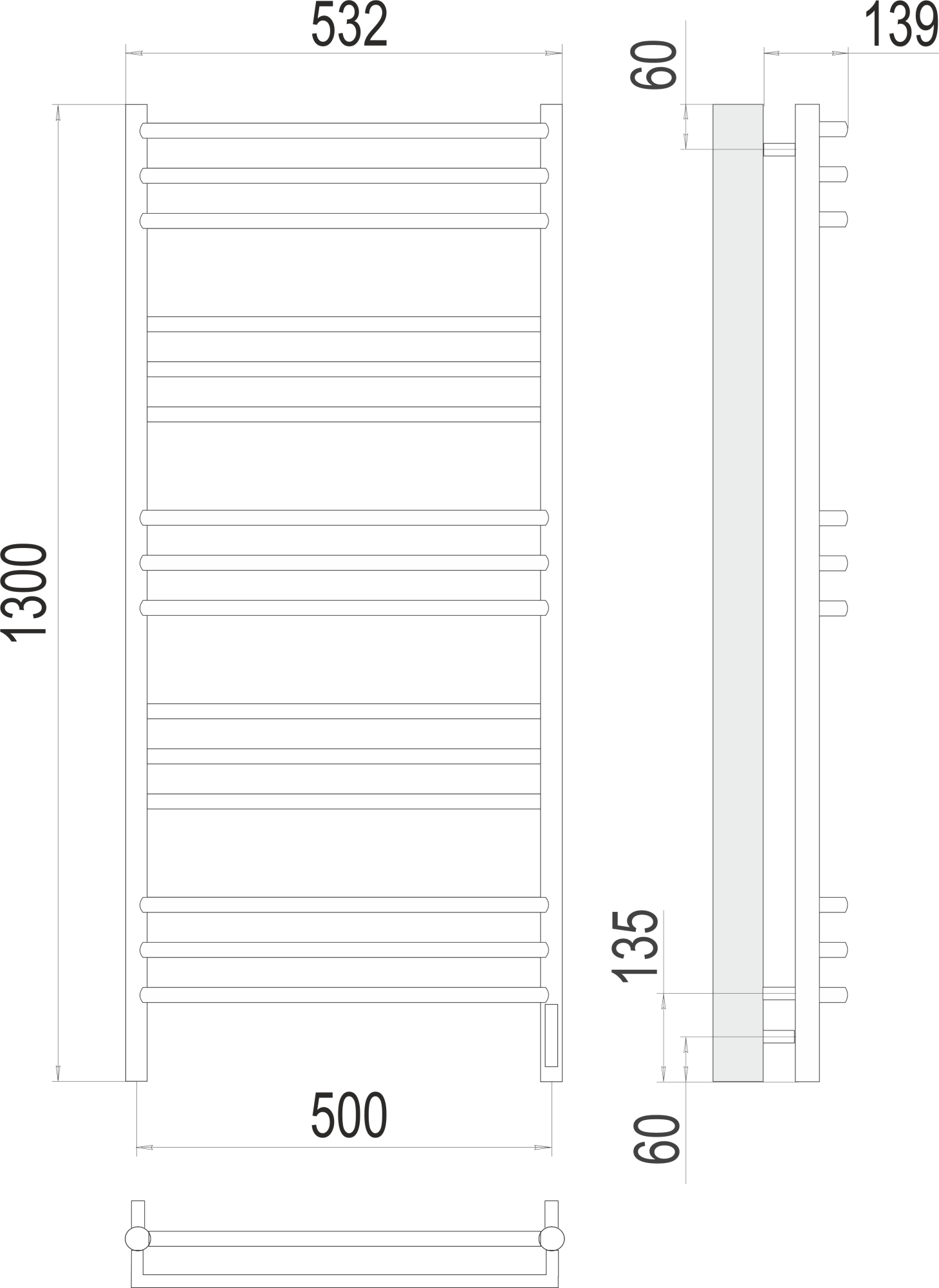 Полотенцесушитель электрический Terminus Lux Прато П15 50x130