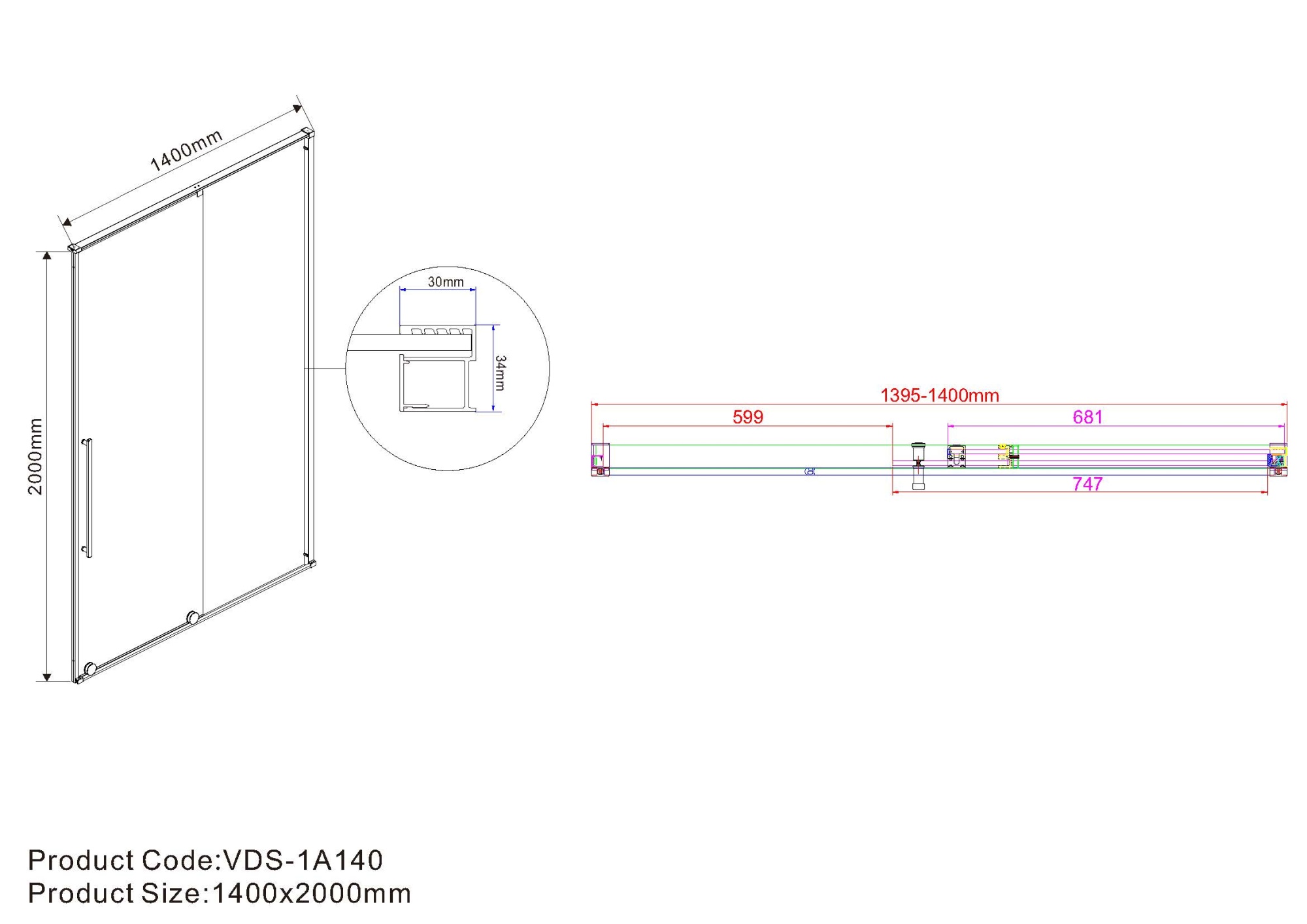 Душевая дверь Vincea Arno VPS-1A 140x200 CL