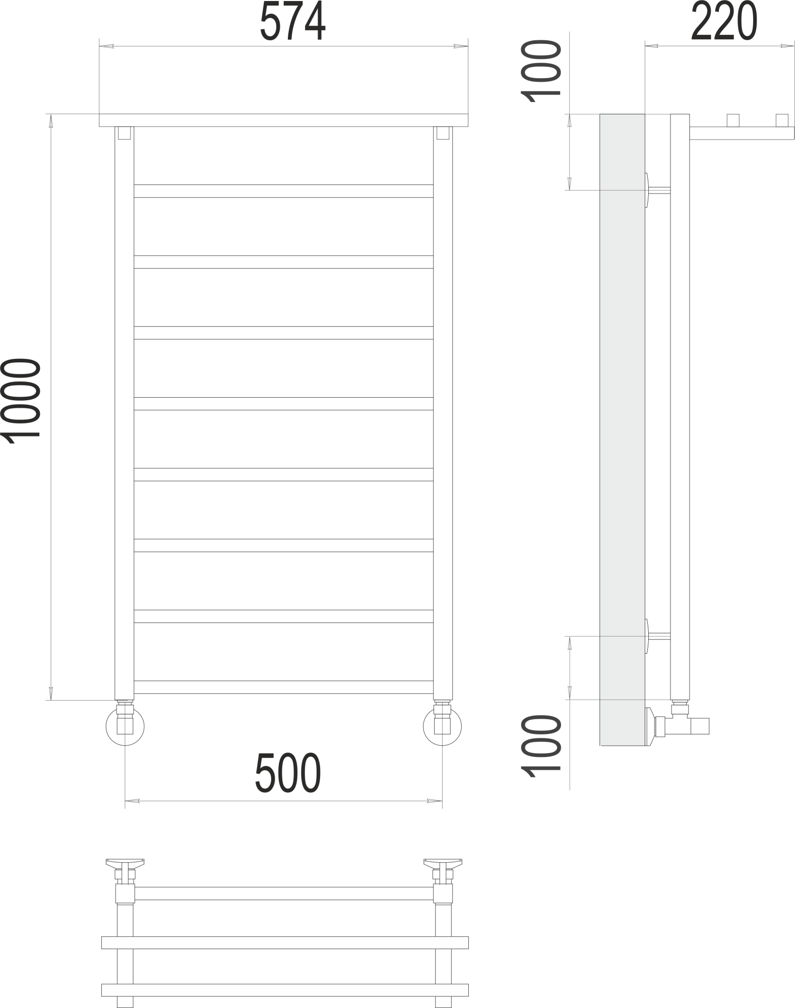 Полотенцесушитель водяной Terminus Standart Контур с/п П9 50x100