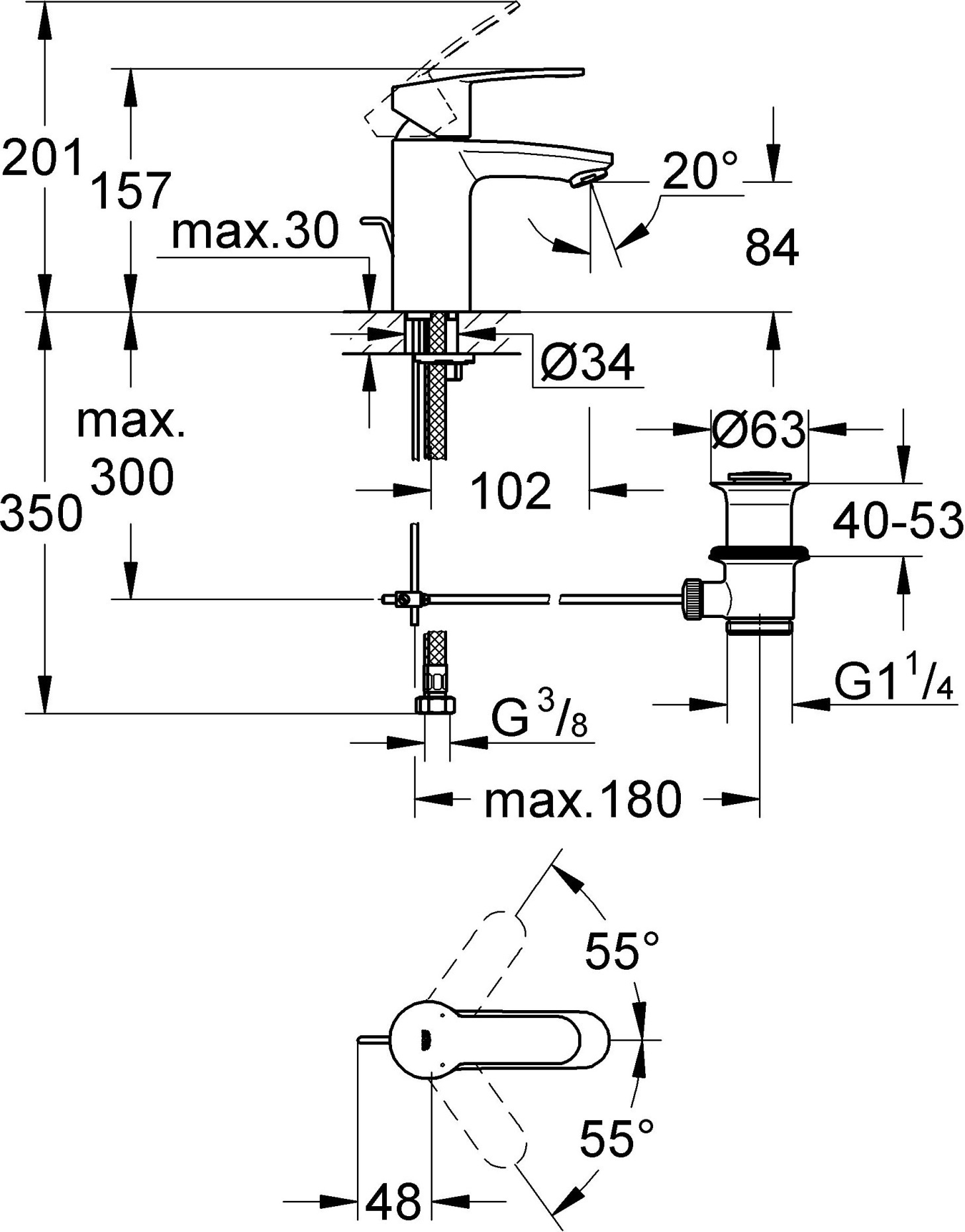 Смеситель Grohe Eurostyle Cosmopolitan 3355220E для раковины