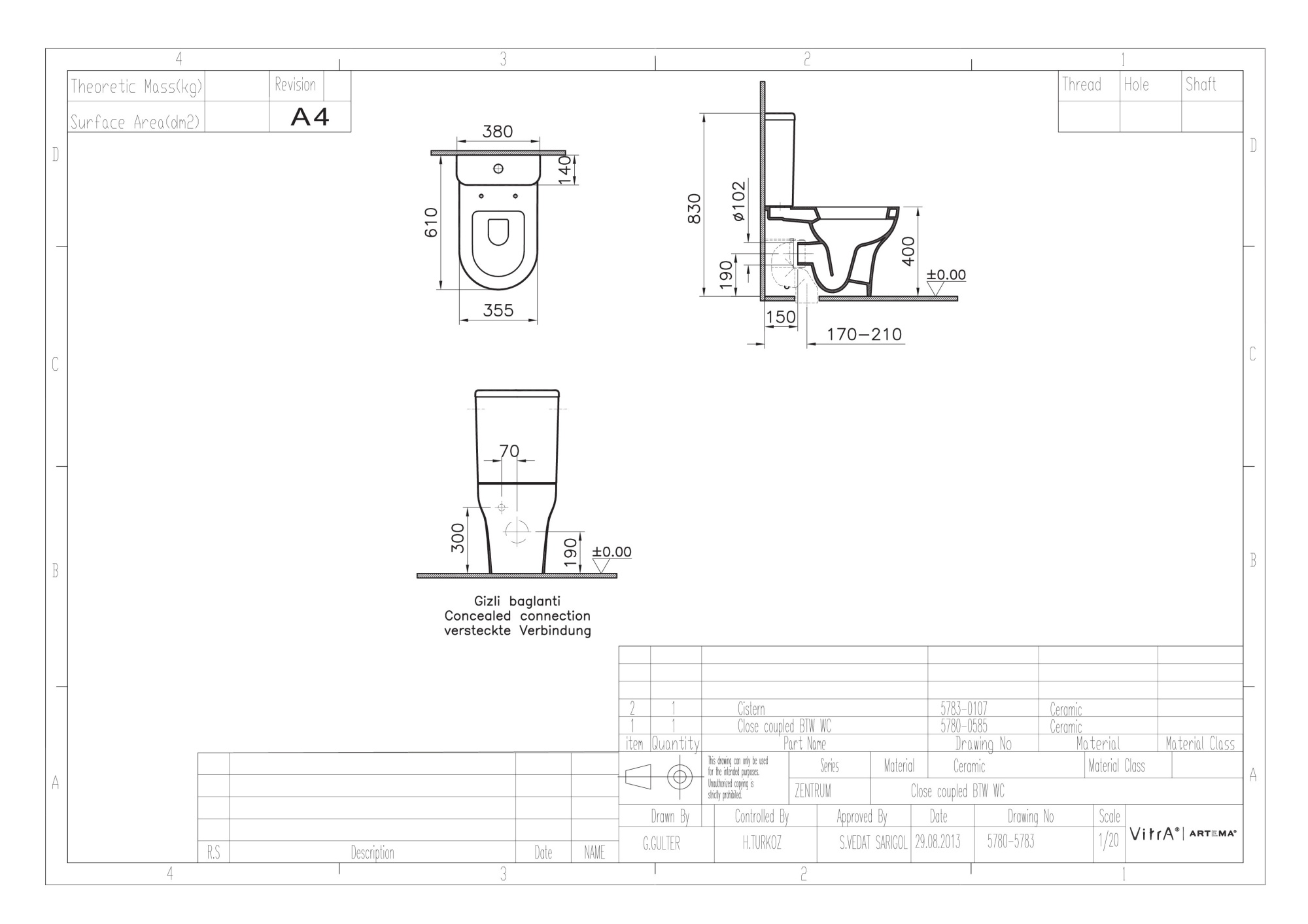 Унитаз-компакт Vitra Zentrum 9012B003-7201