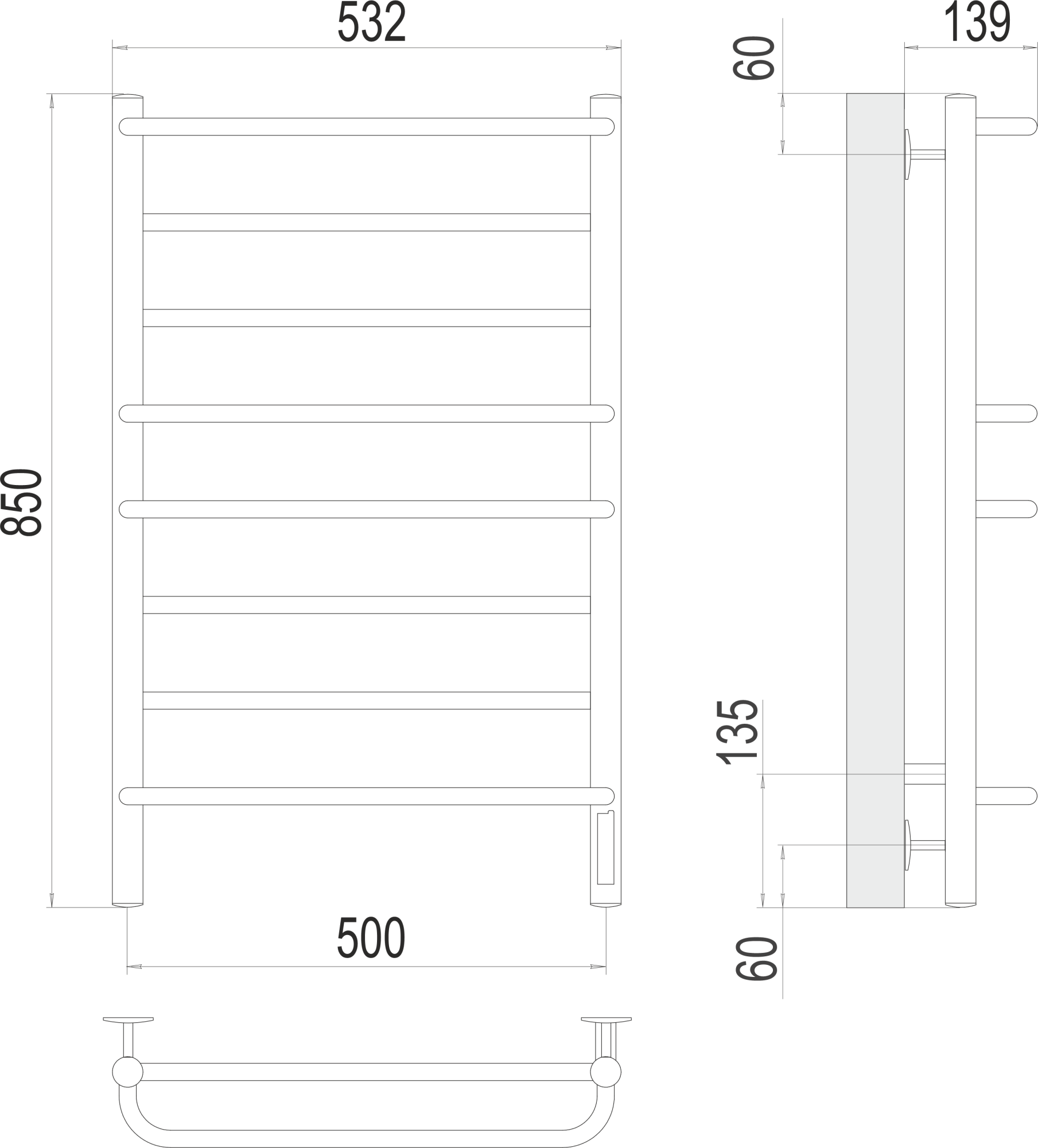 Полотенцесушитель электрический Terminus Standart Евромикс П8 50x85