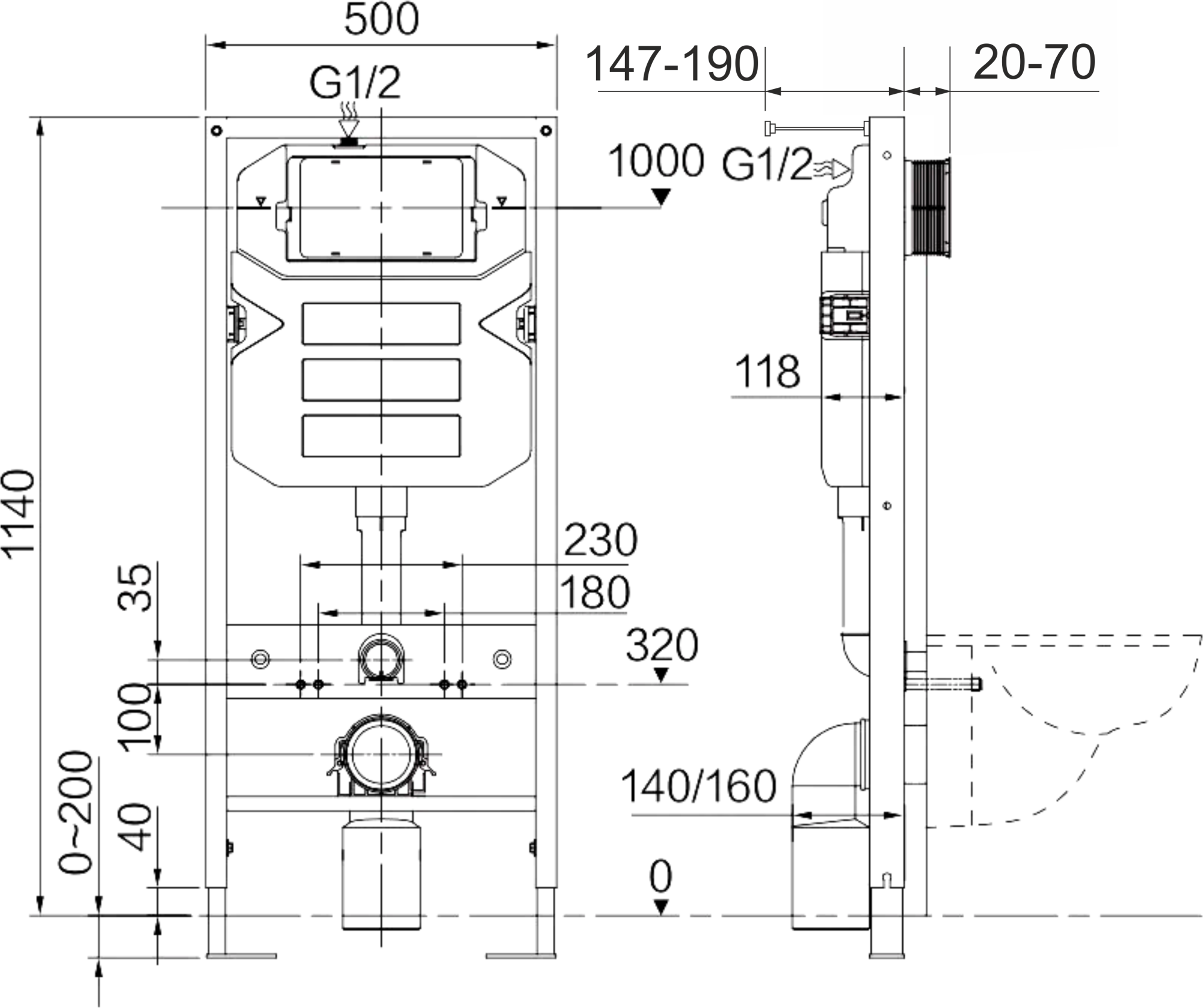 Инсталляция для унитазов Ceramicanova Envision CN1001W с кнопкой смыва Round