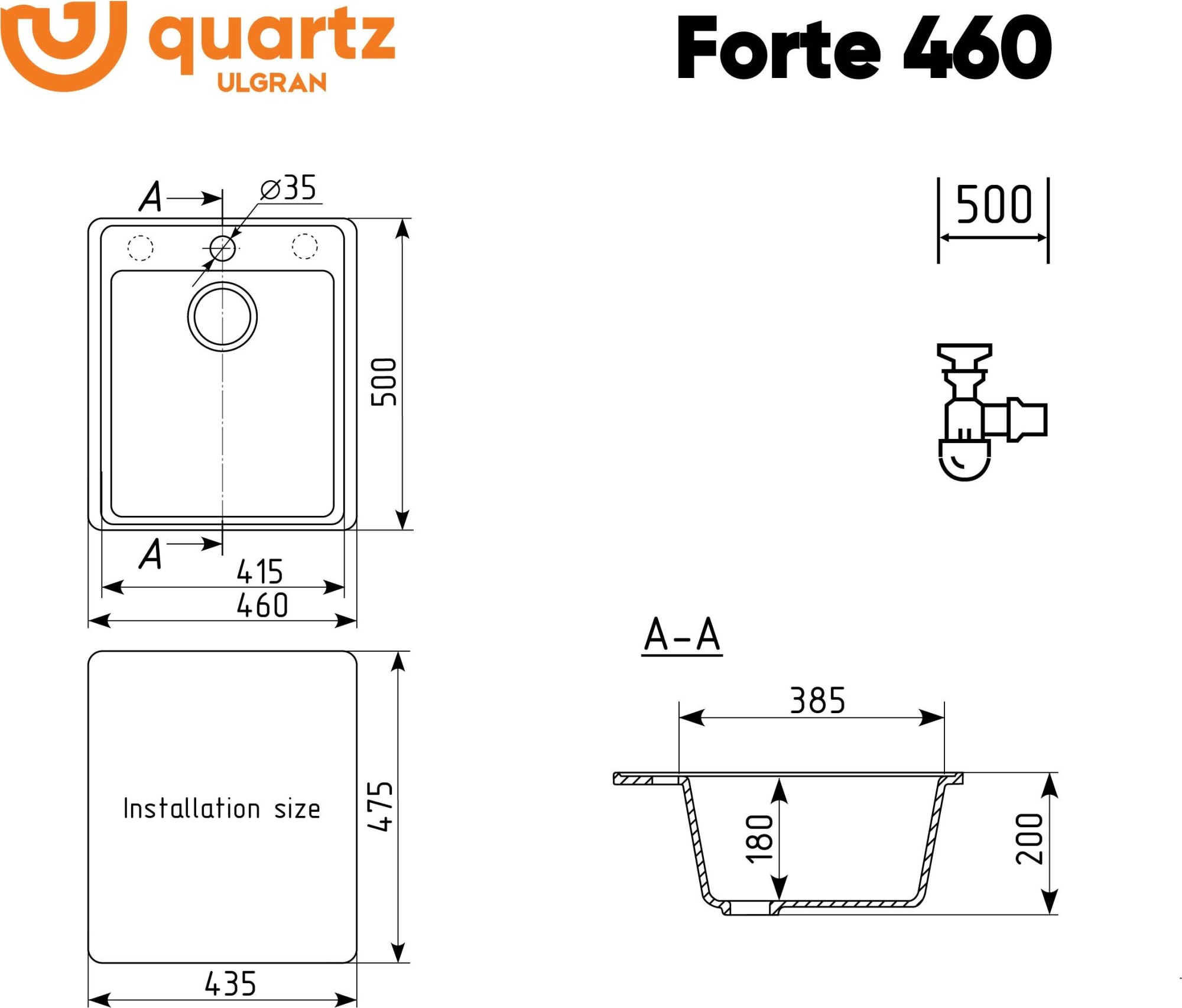 Кухонная мойка Ulgran U460-07 Черная