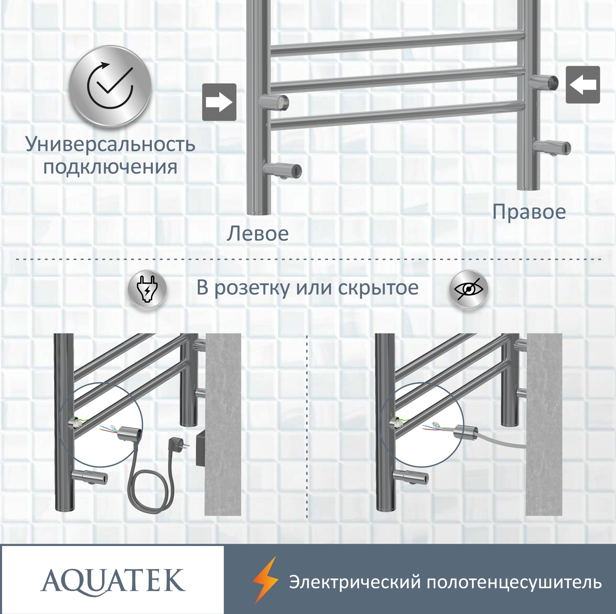 Полотенцесушитель электрический Aquatek Альфа П7 50x70 AQ EL RRP0770CH