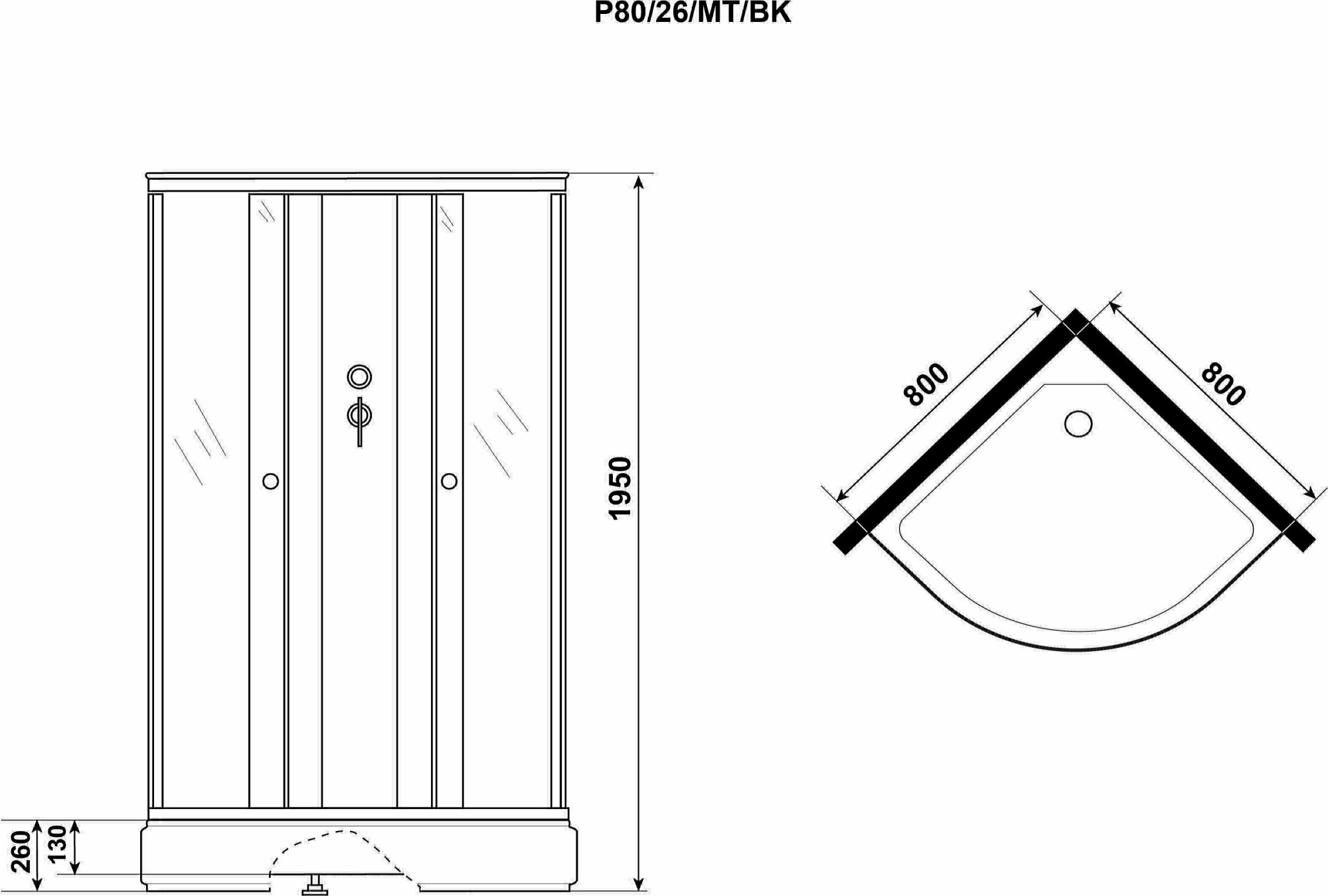 Душевая кабина Niagara Promo P80/26/MT/BK 80x80