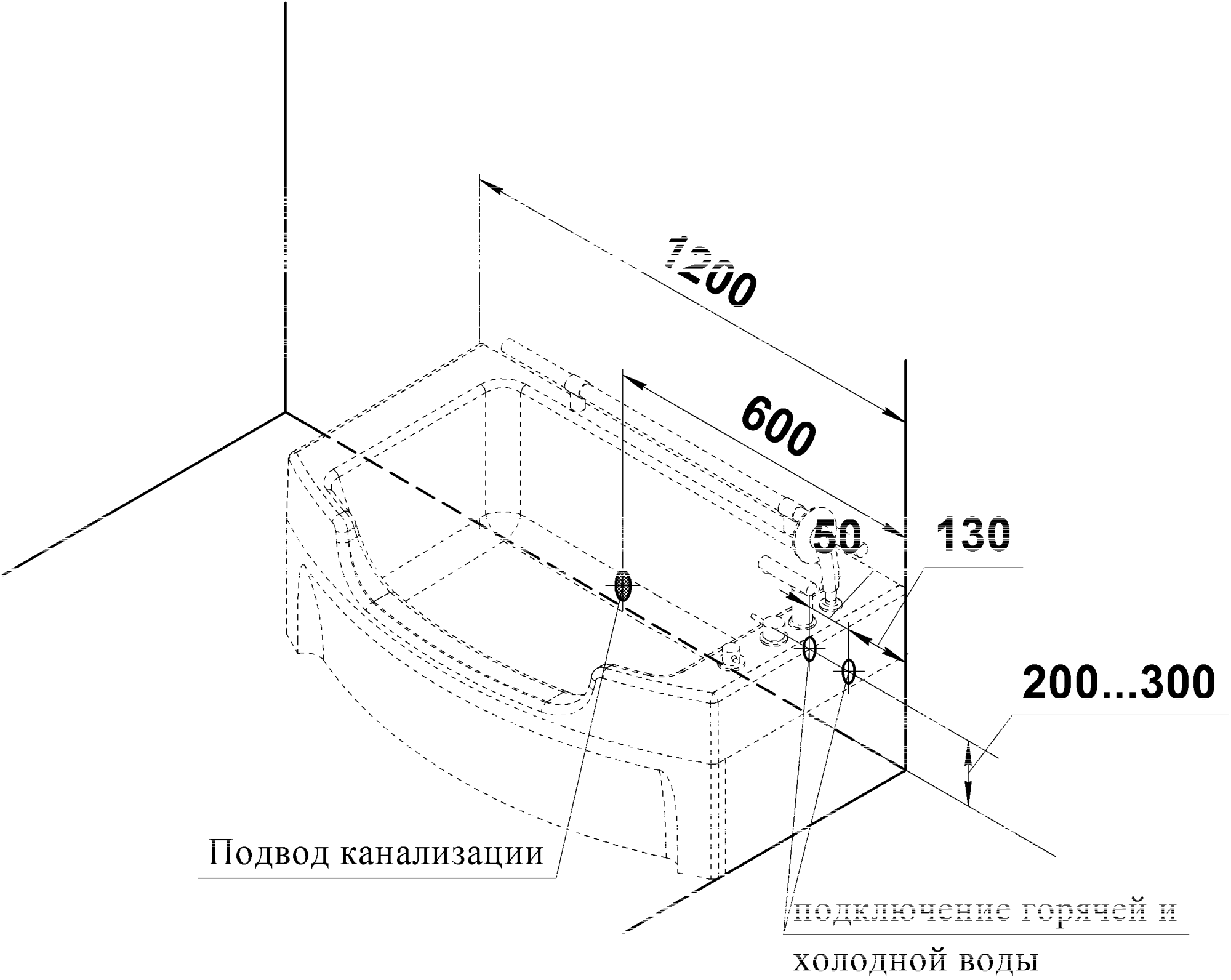 Акриловая ванна Radomir Чарли 120x69