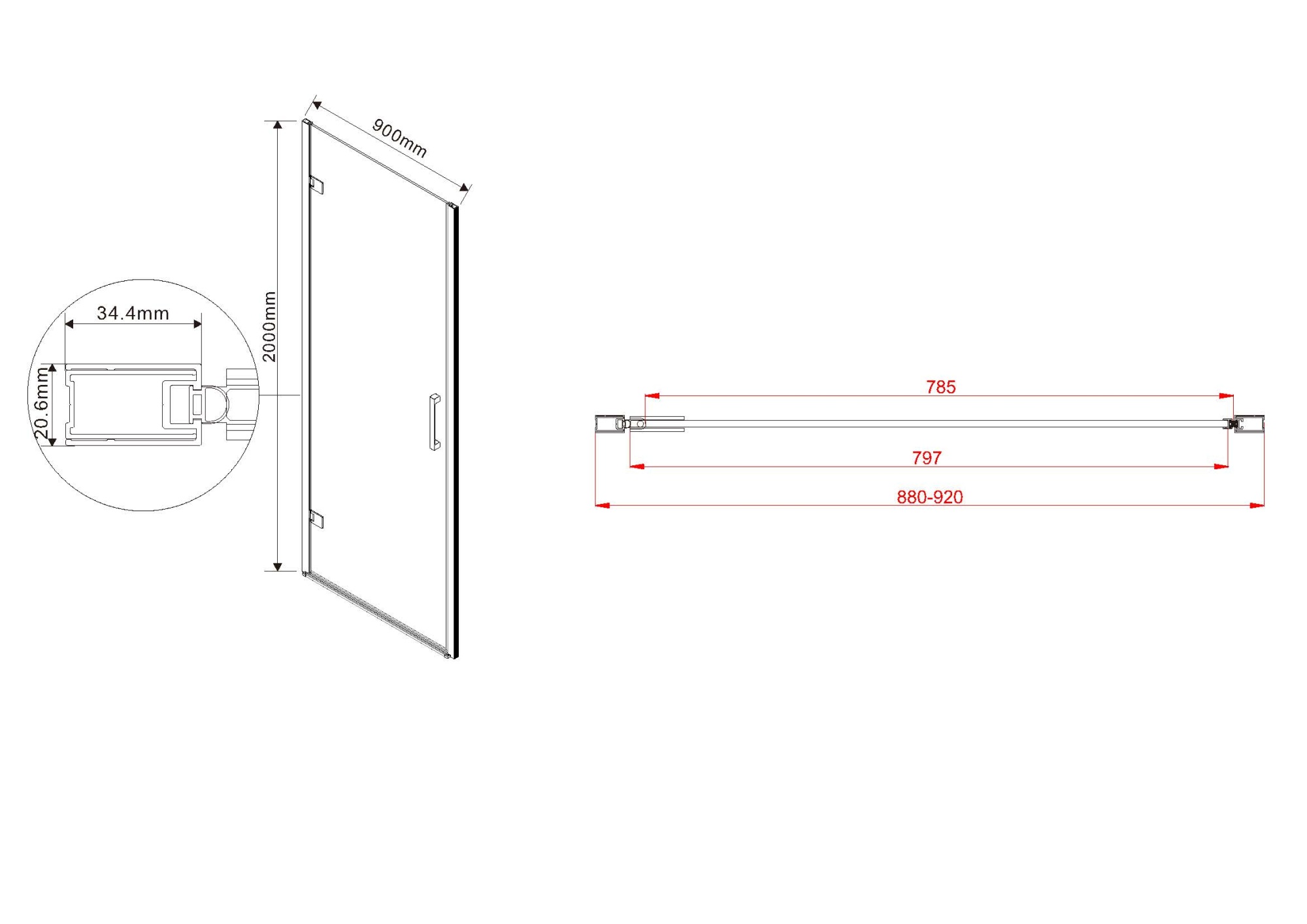 Душевая дверь Vincea Flex VDP-1F 90x200 CL