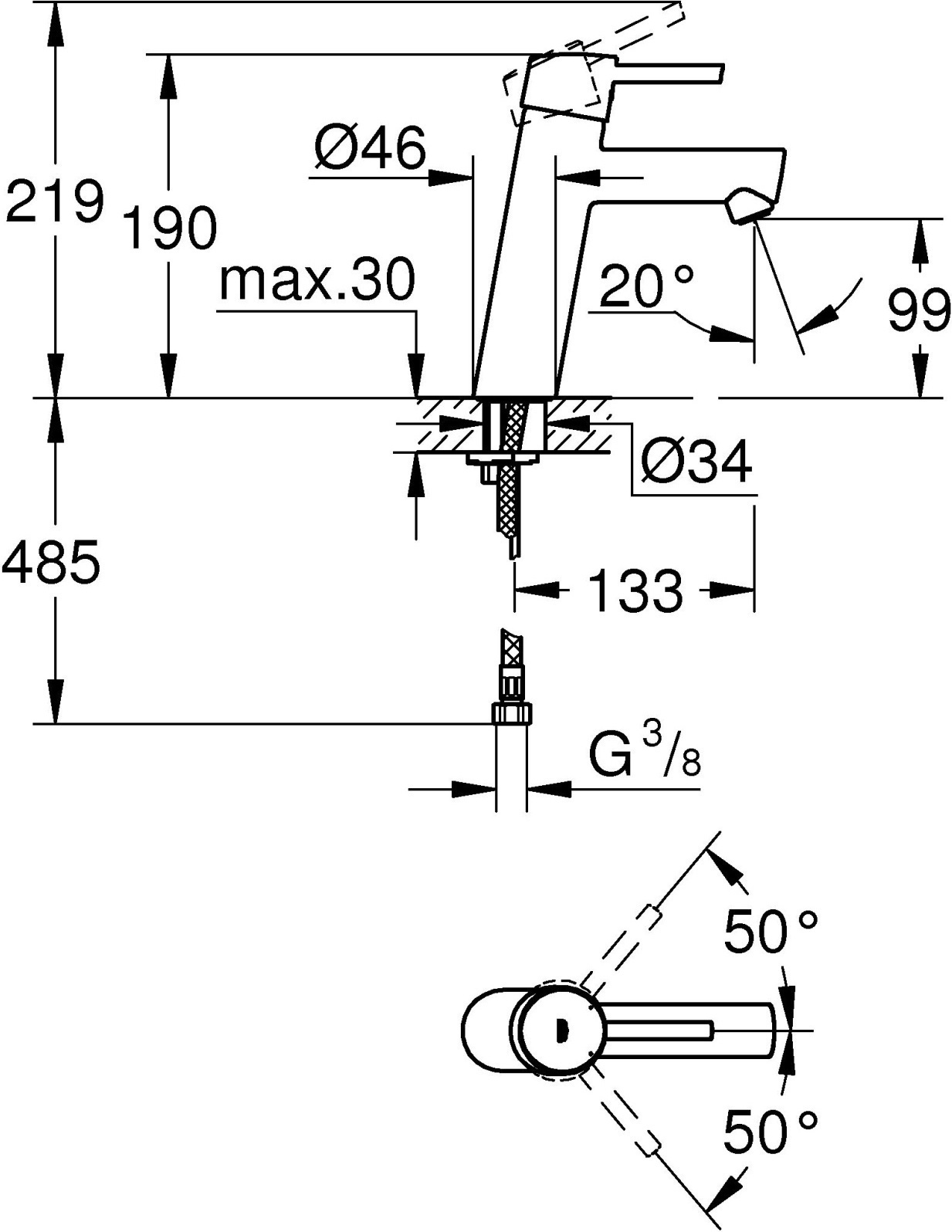 Смеситель Grohe Concetto 23451001 для раковины