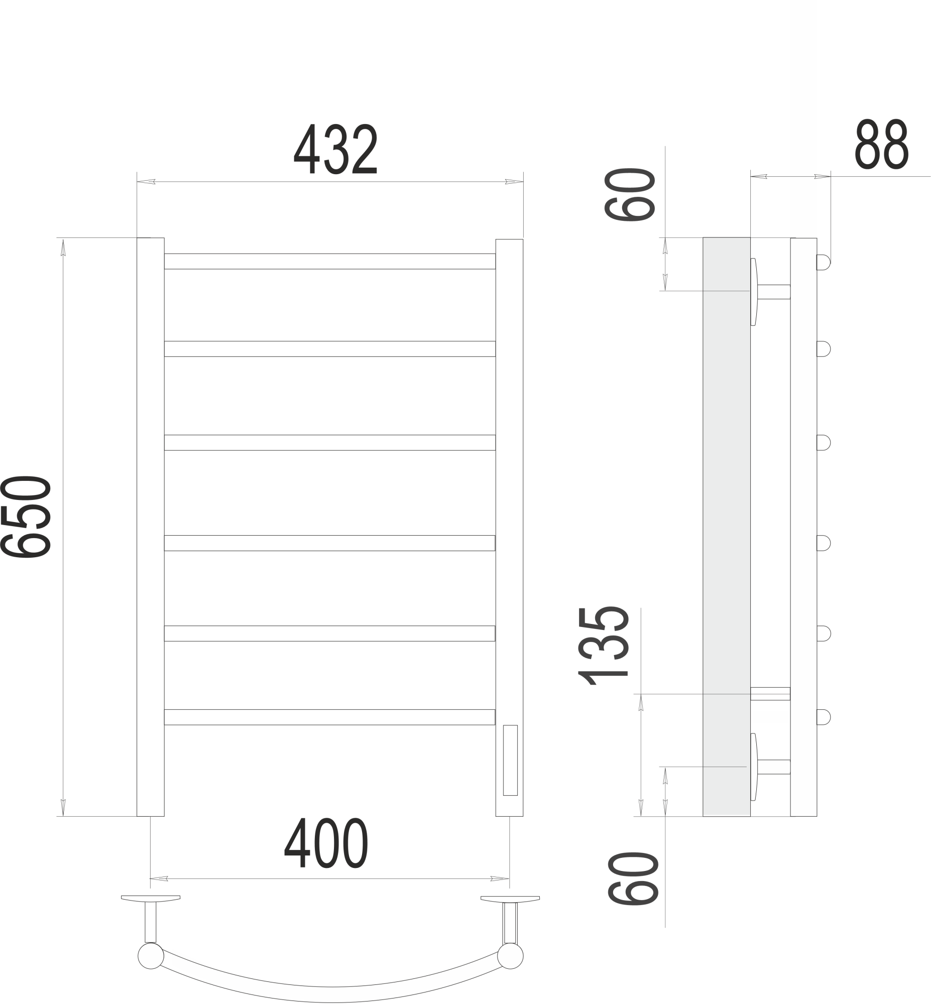 Полотенцесушитель электрический Terminus Standart Классик П6 40x65