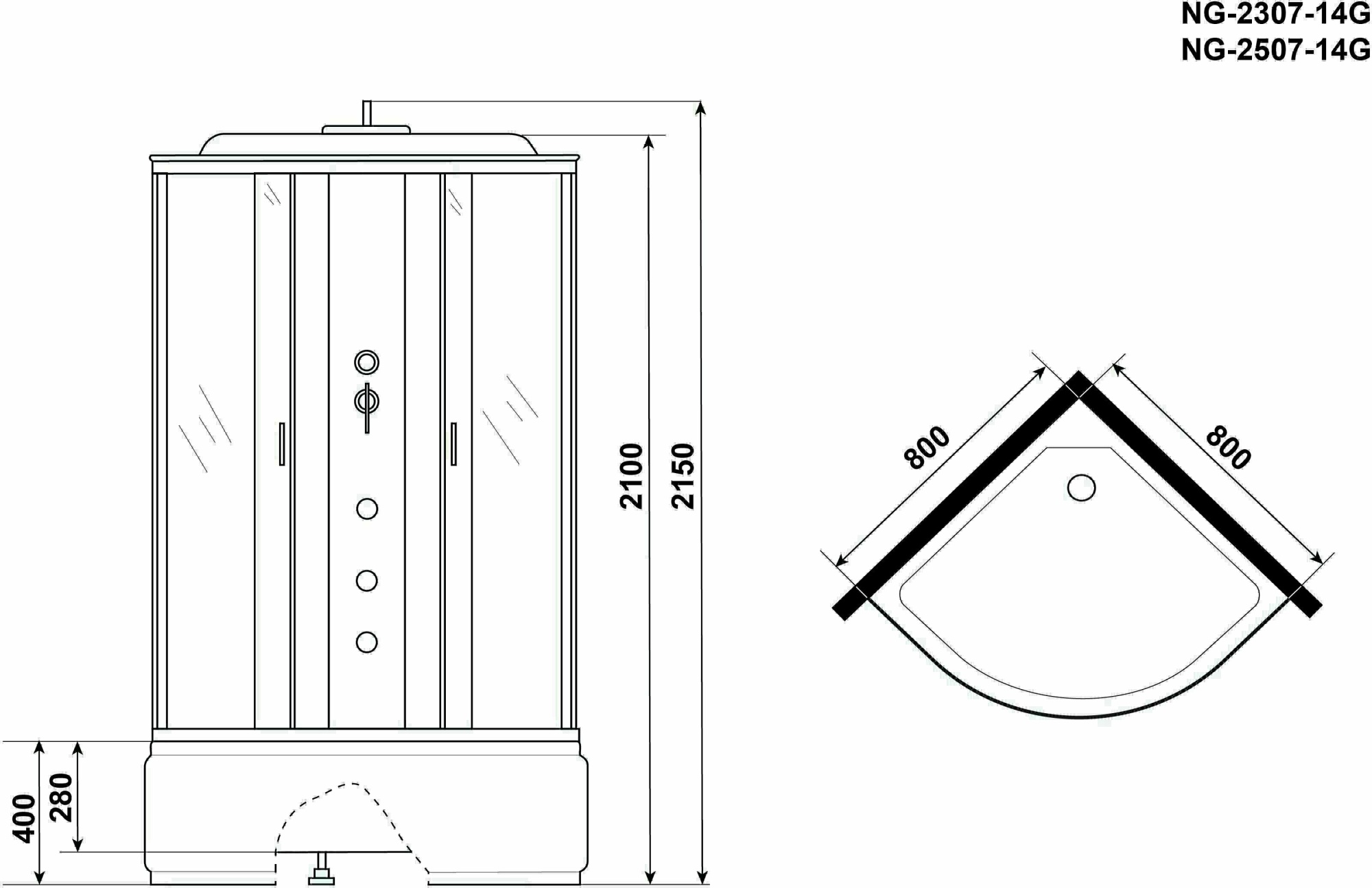 Душевая кабина Niagara Classic NG-2507-14G 80x80