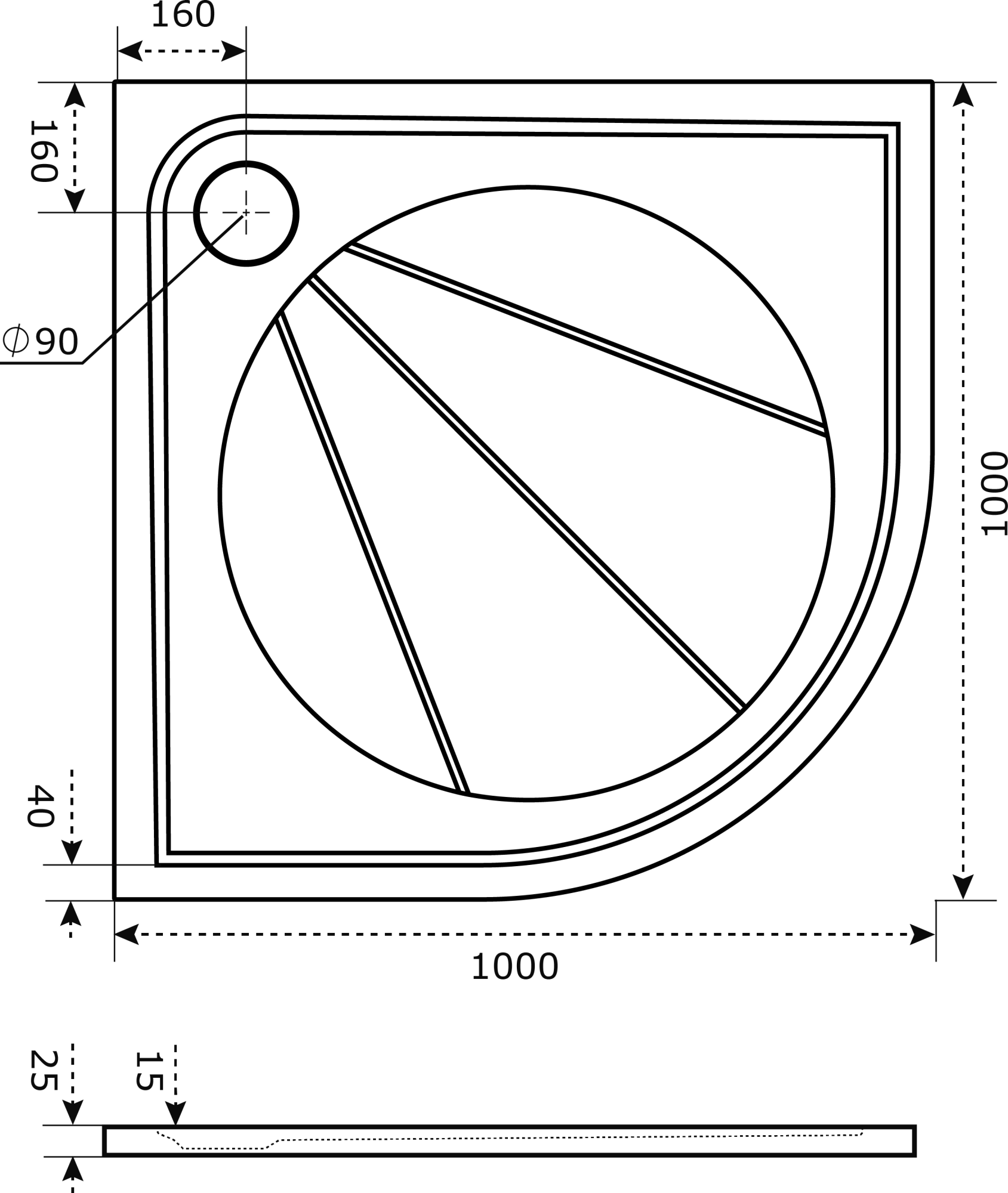 Душевой поддон Good Door Эклипс 100x100 Грей