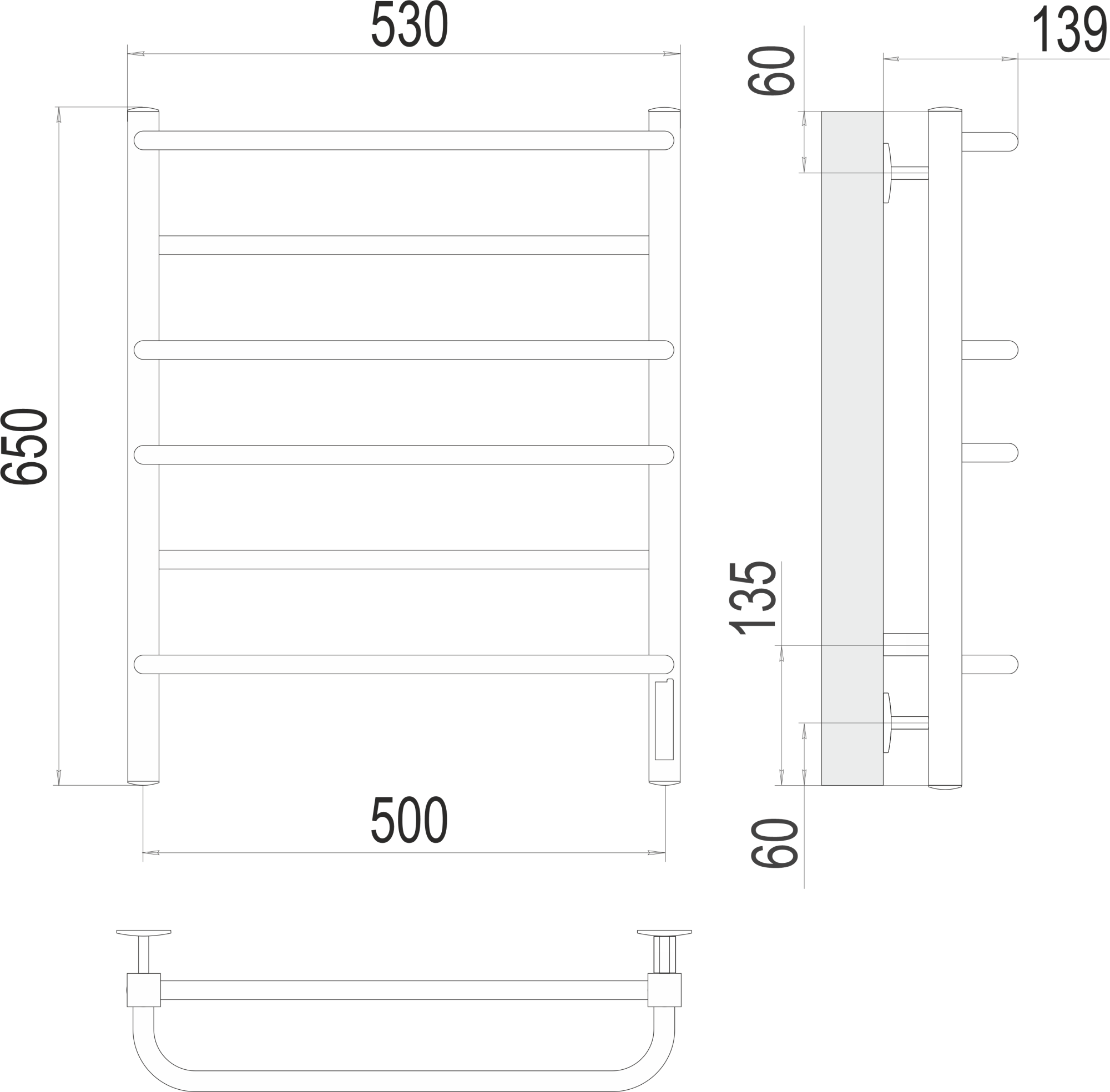 Полотенцесушитель электрический Terminus Standart Евромикс Квадро П6 50x65