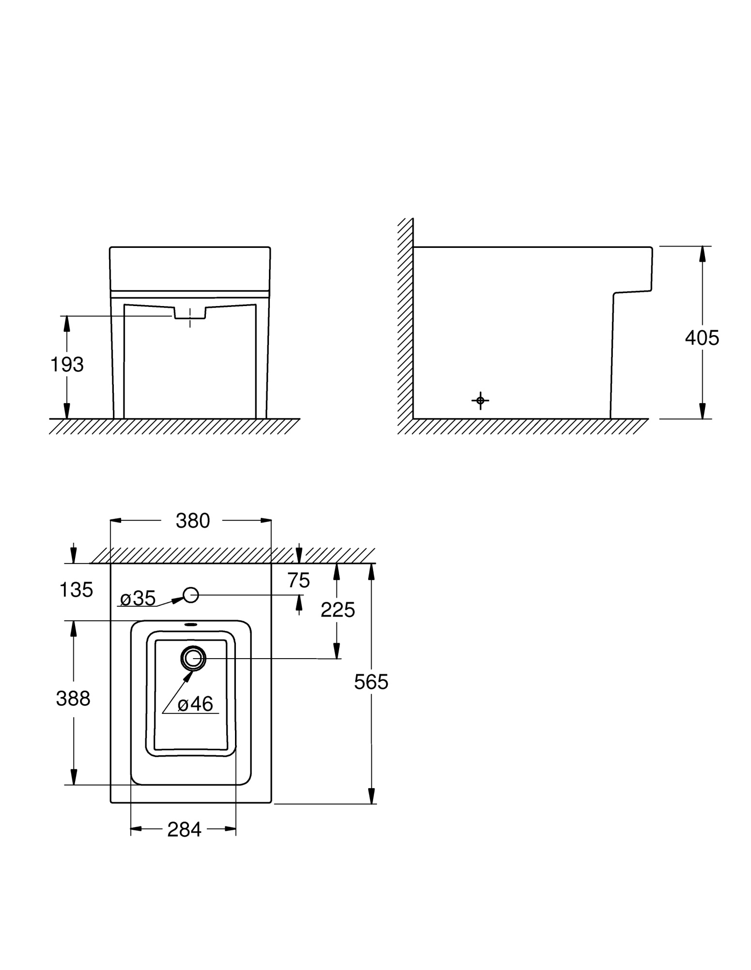 Биде напольное Grohe Cube Ceramic 3948700H