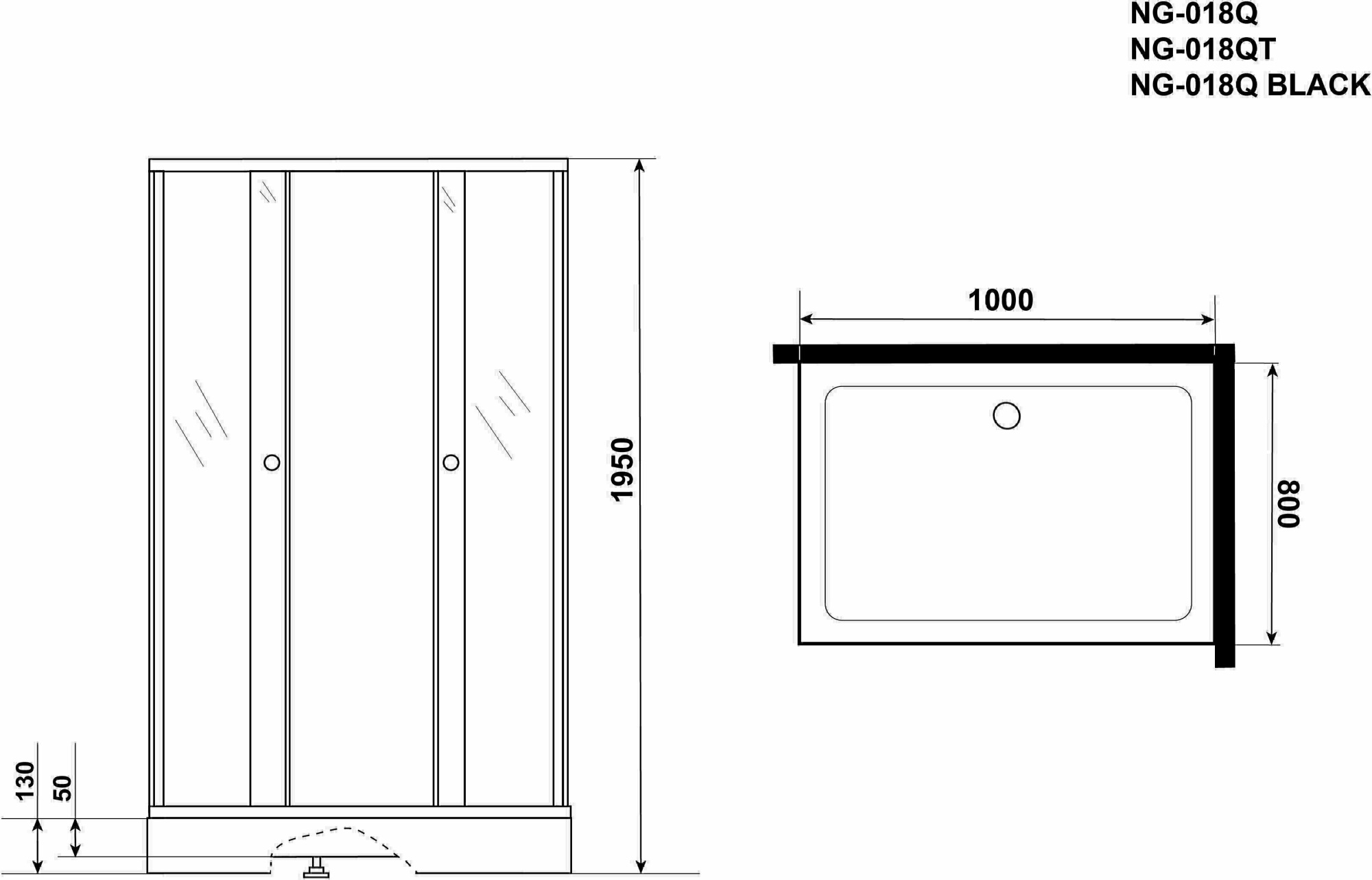 Душевой уголок Niagara Eco NG-018-14Q 100x80 