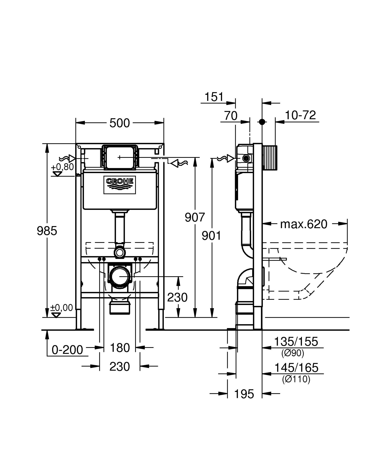 Инсталляция для унитазов Grohe Rapid SL 38586001 усиленная