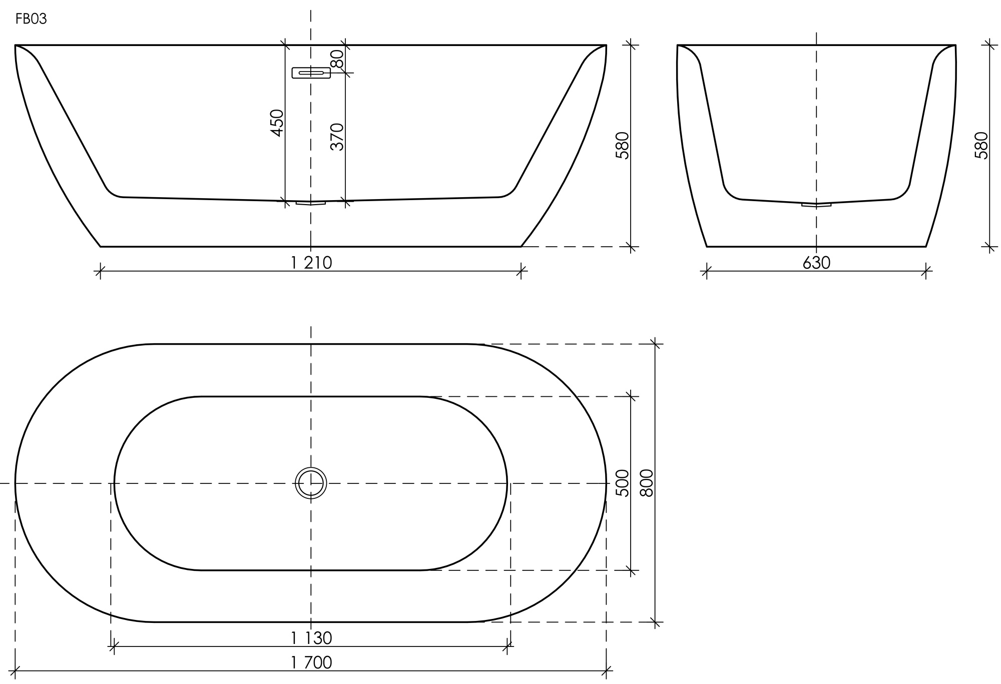 Акриловая ванна Sancos Fusion 170x80