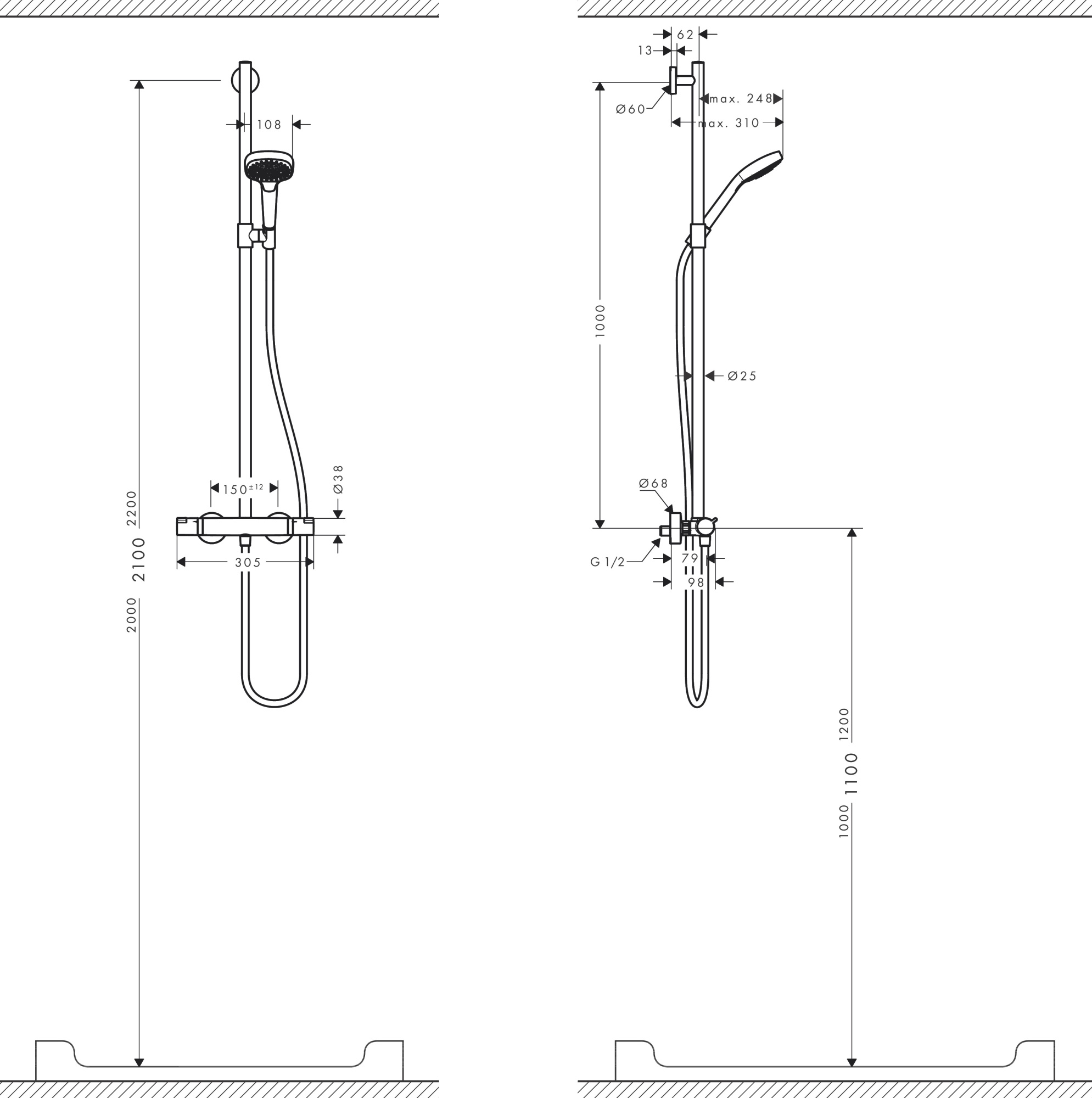 Душевой гарнитур Hansgrohe Croma Select E 27248400