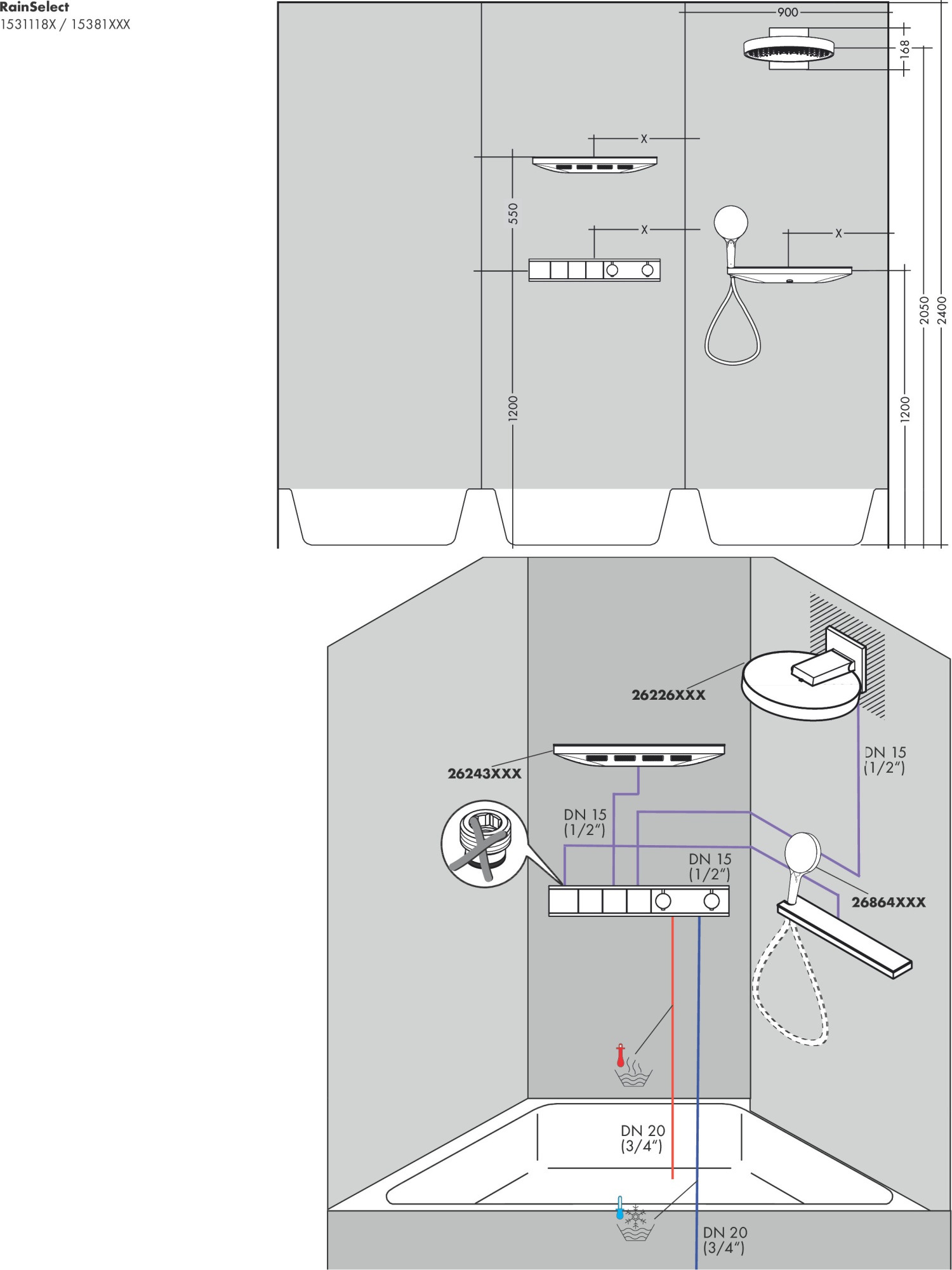 Скрытая часть Hansgrohe RainSelect 15311180