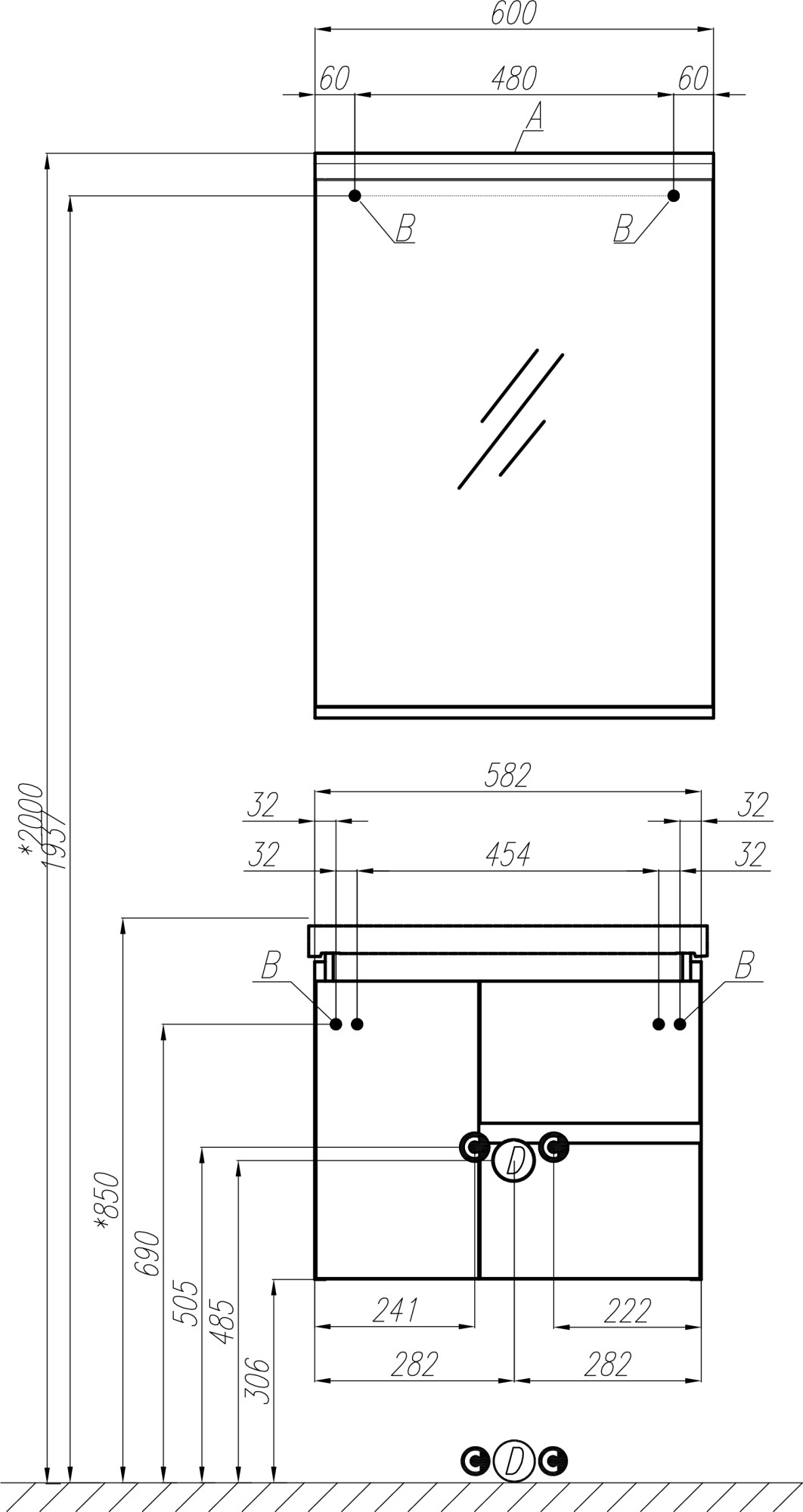 Тумба с раковиной Aquaton Рене 60 1A2585K0NRC80 грецкий орех