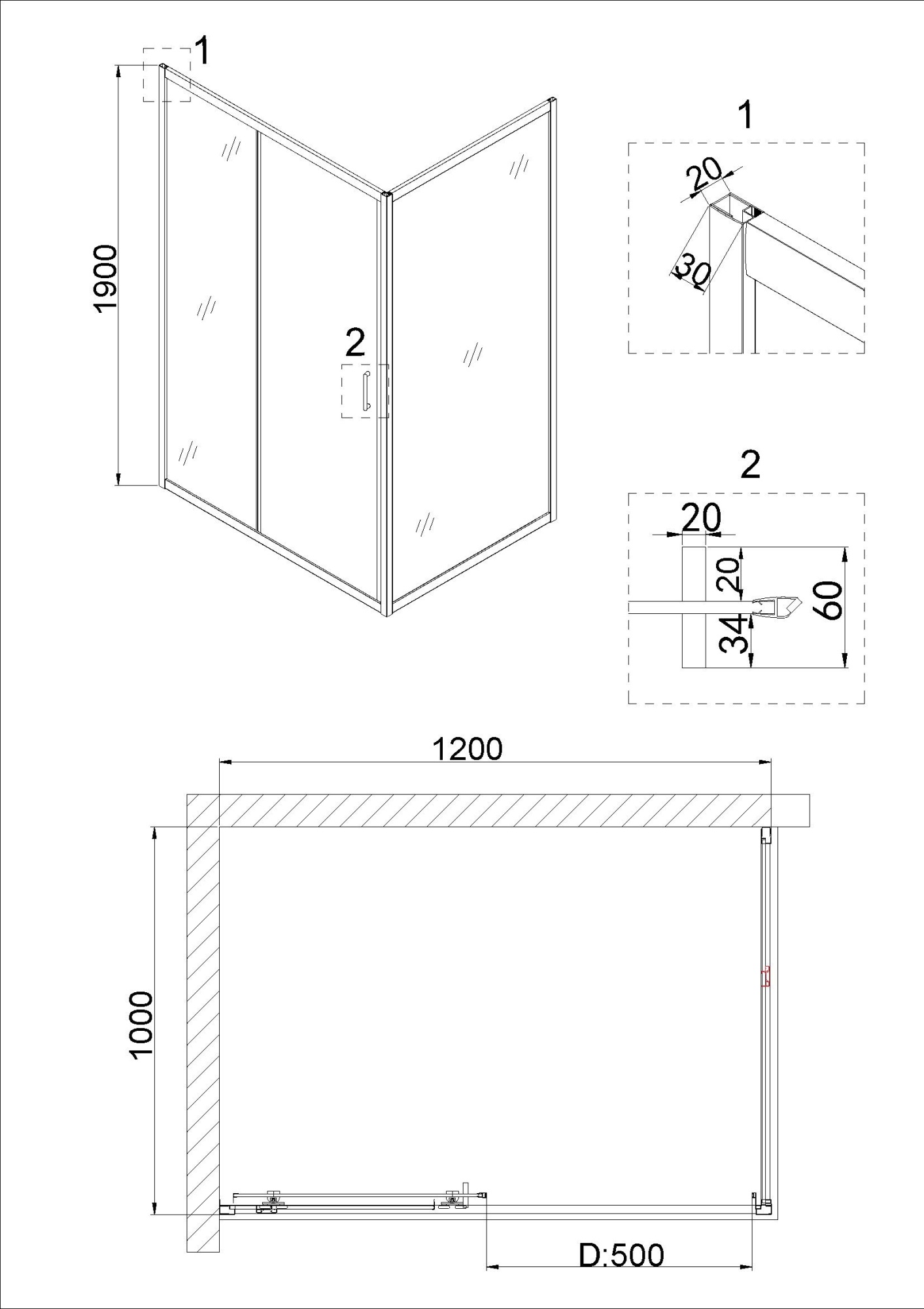 Душевая дверь Niagara Nova NG-82-12AB 120x190