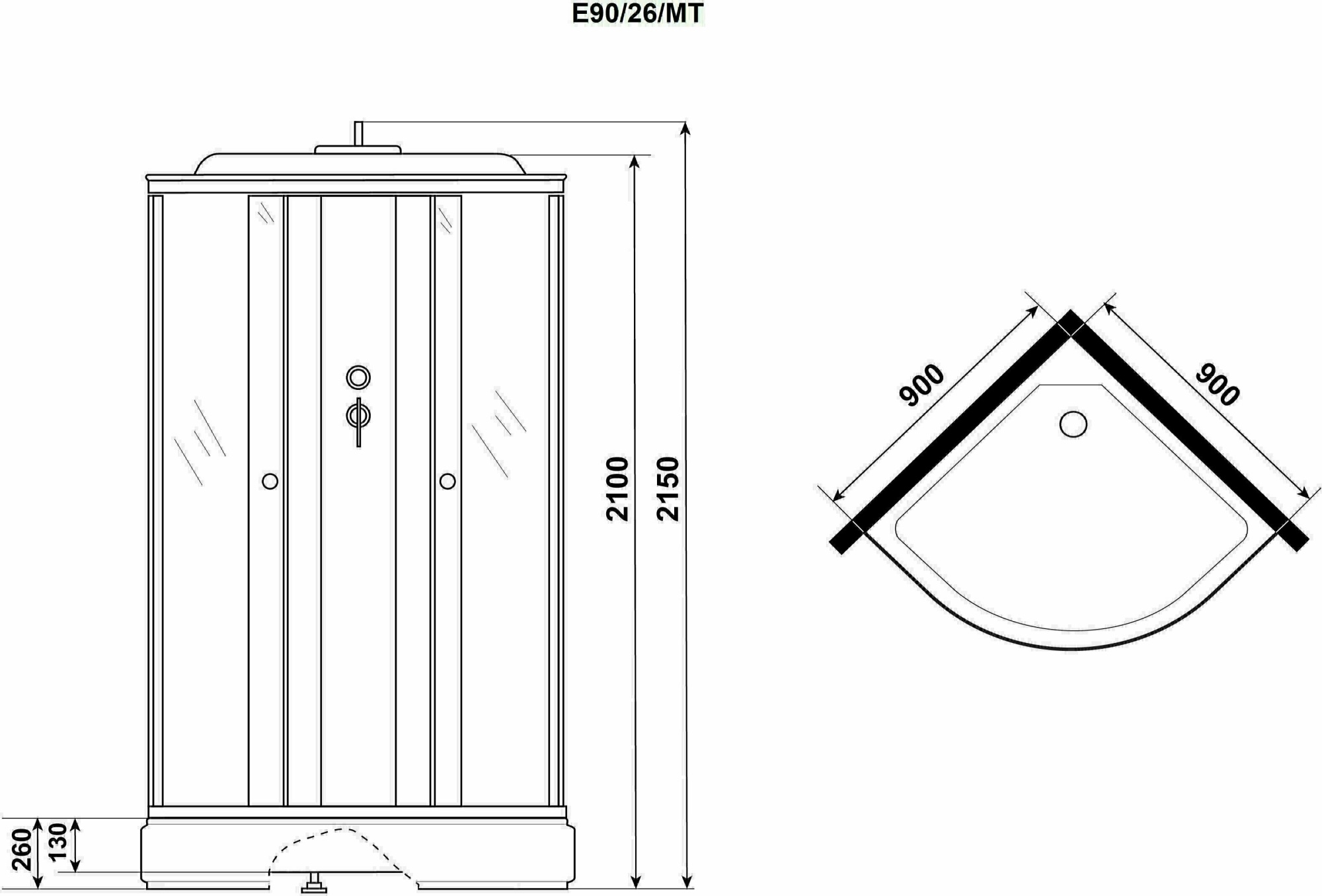 Душевая кабина Niagara Eco E90/26/MT 90x90