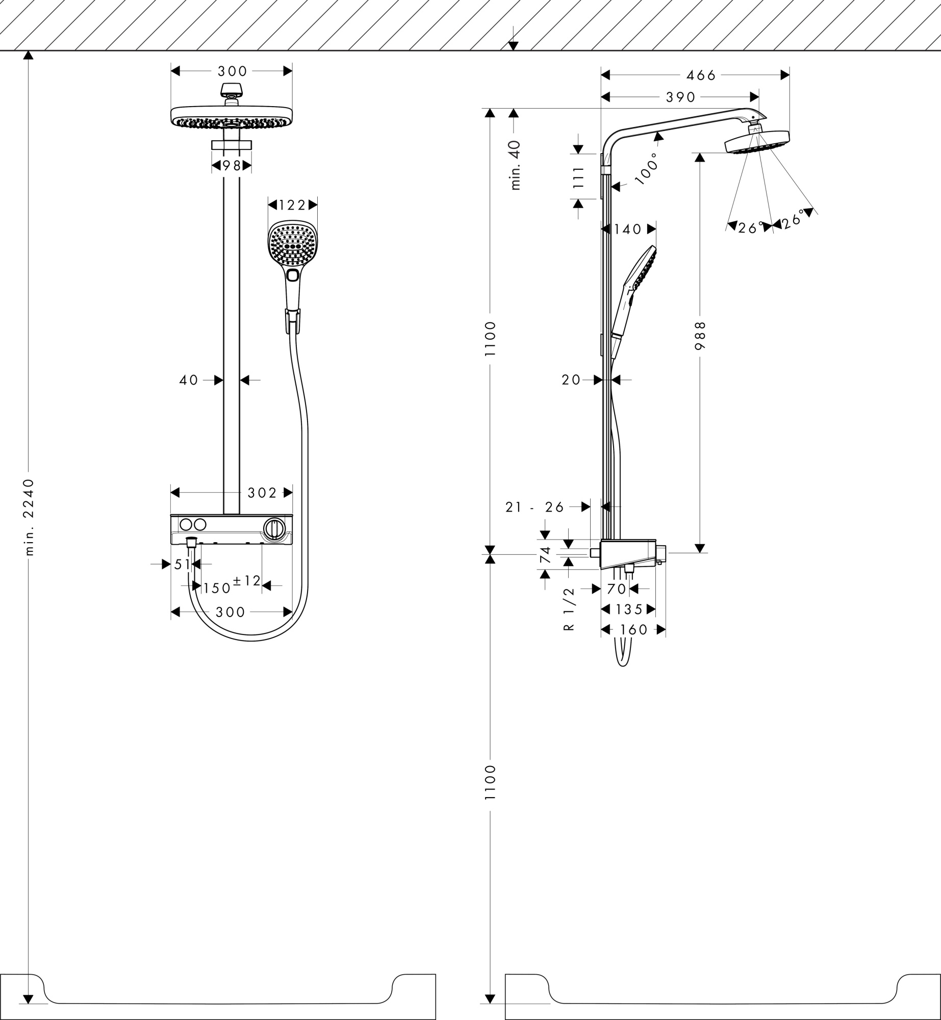 Душевая стойка Hansgrohe Raindance Select E 27283000 с термостатом