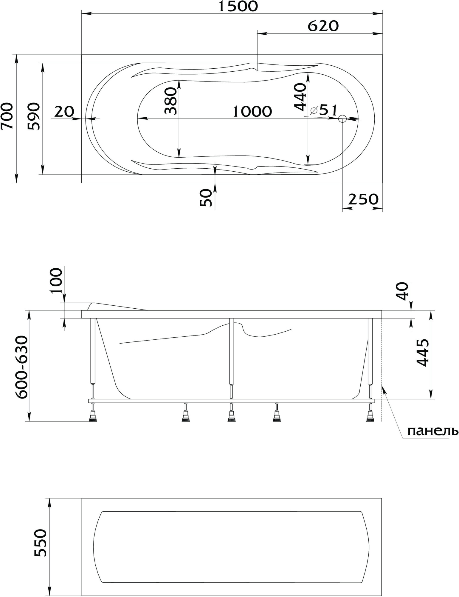 Акриловая ванна 1Marka Marka One Vita 150x70