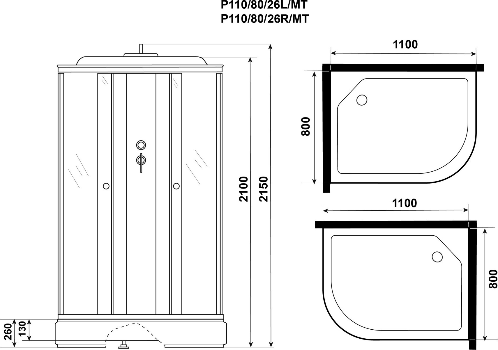 Душевая кабина Niagara Promo P110/80/26L/MT 110x80