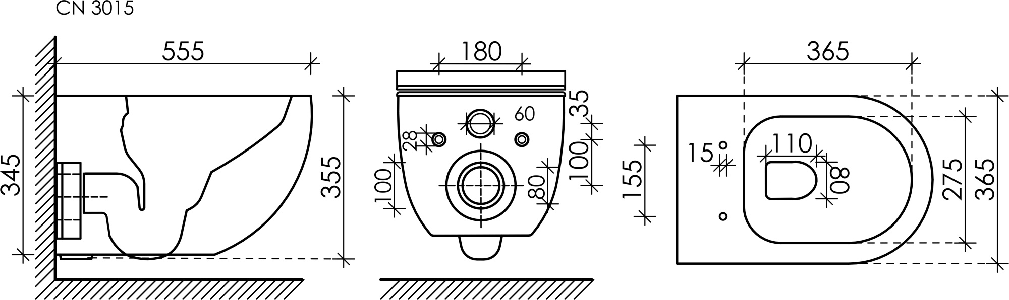 Унитаз подвесной Ceramicanova Long Rimless CN3015