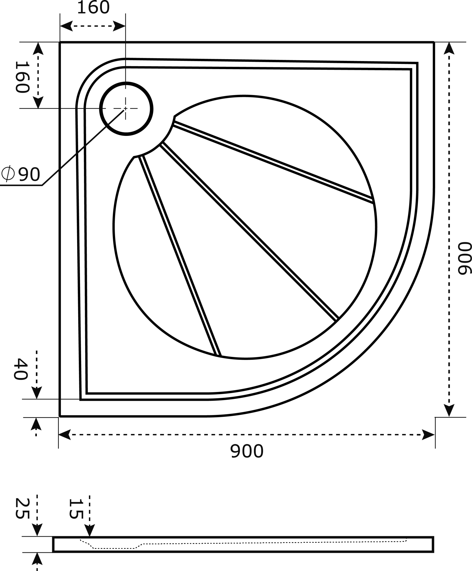 Душевой поддон Good Door Эклипс 90x90 Грей