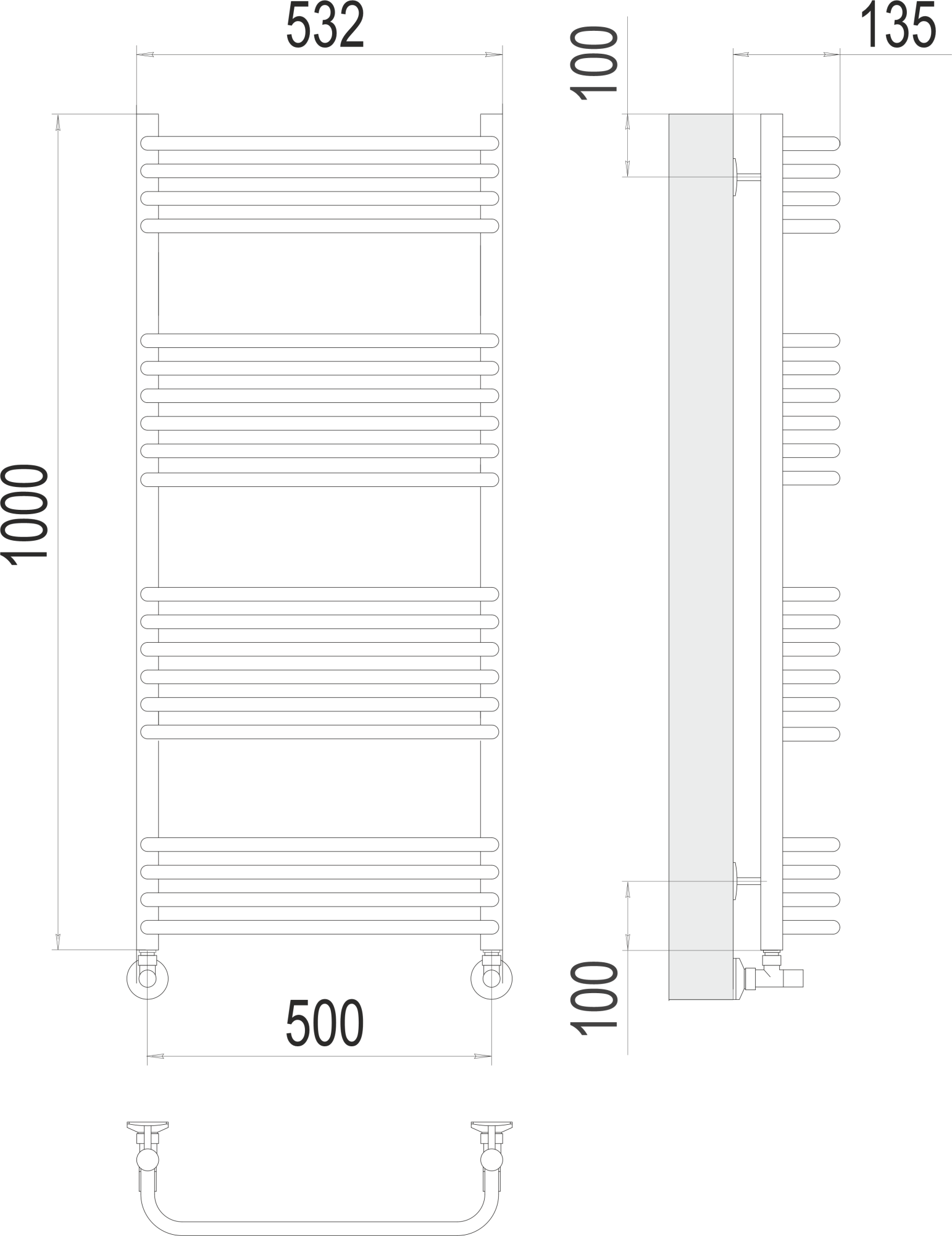 Полотенцесушитель водяной Terminus Standart Стандарт П20 50x100