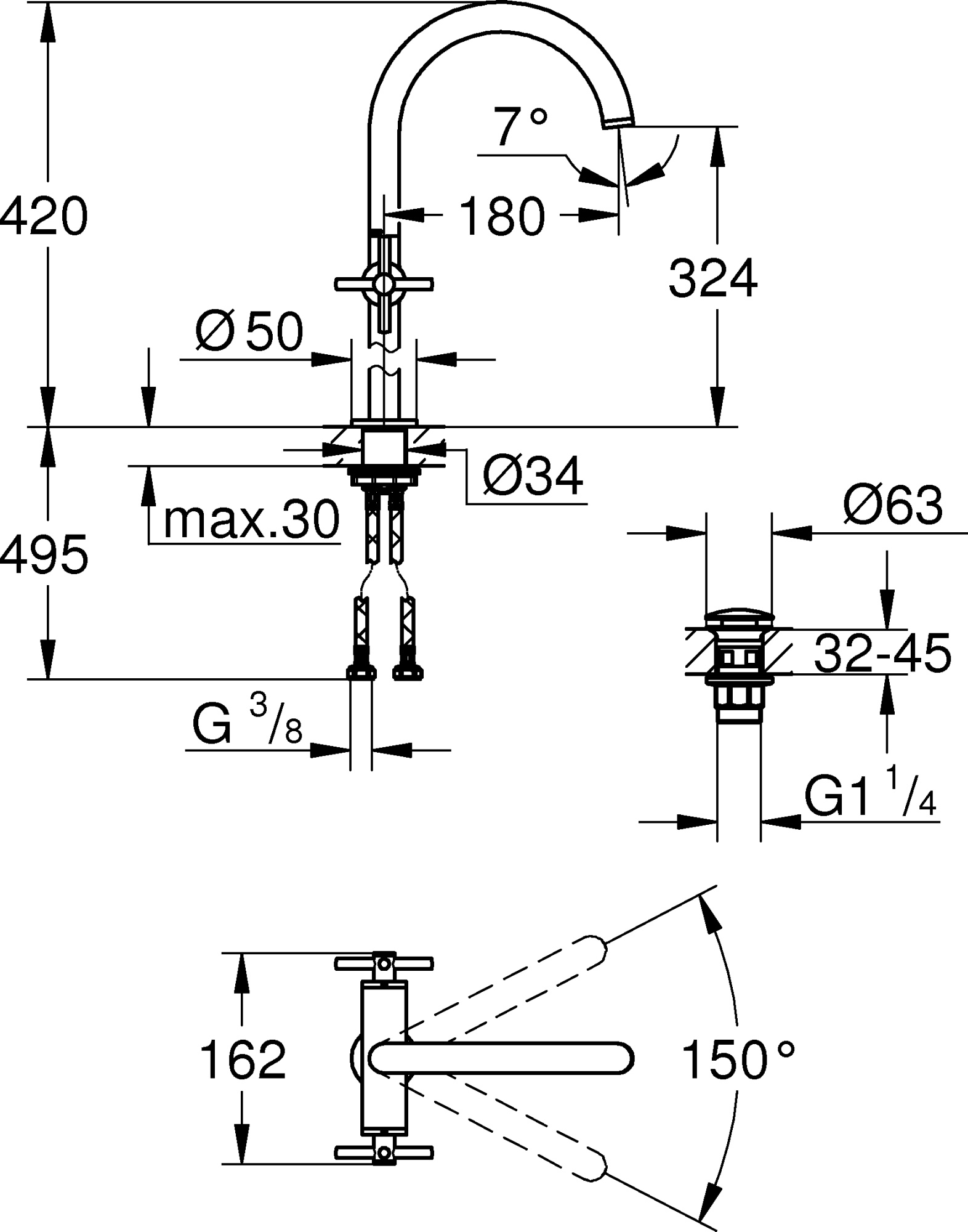 Смеситель Grohe Atrio New 21044003 для раковины-чаши