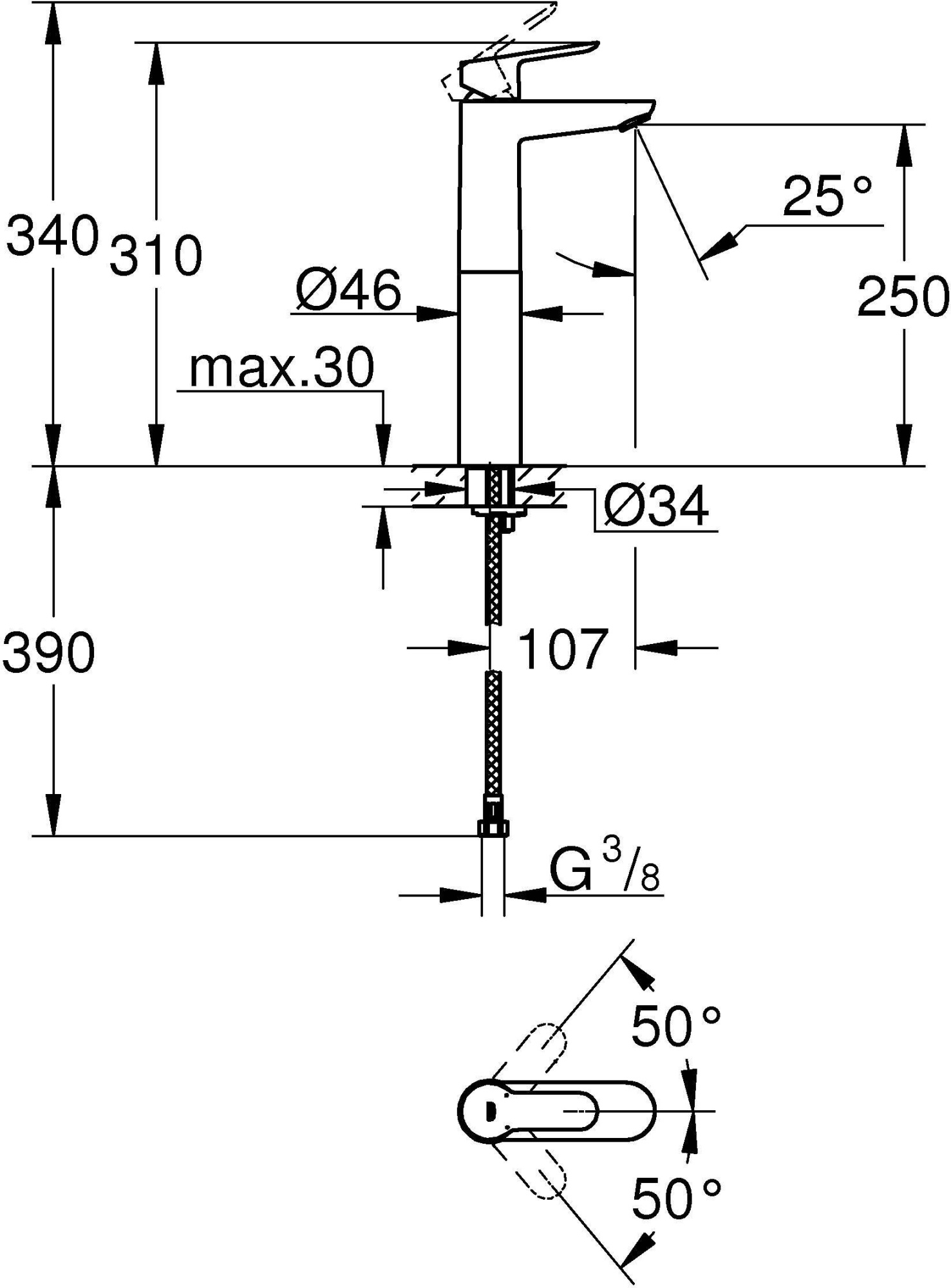 Смеситель Grohe BauEdge 23761000 для раковины-чаши