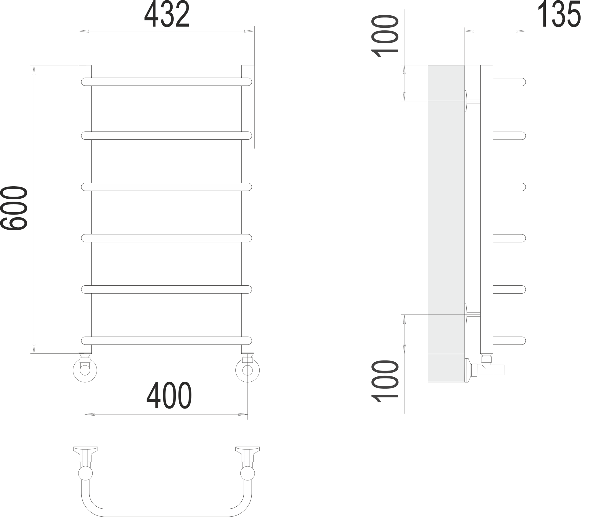 Полотенцесушитель водяной Terminus Eco Стандарт П6 40x60 н/п