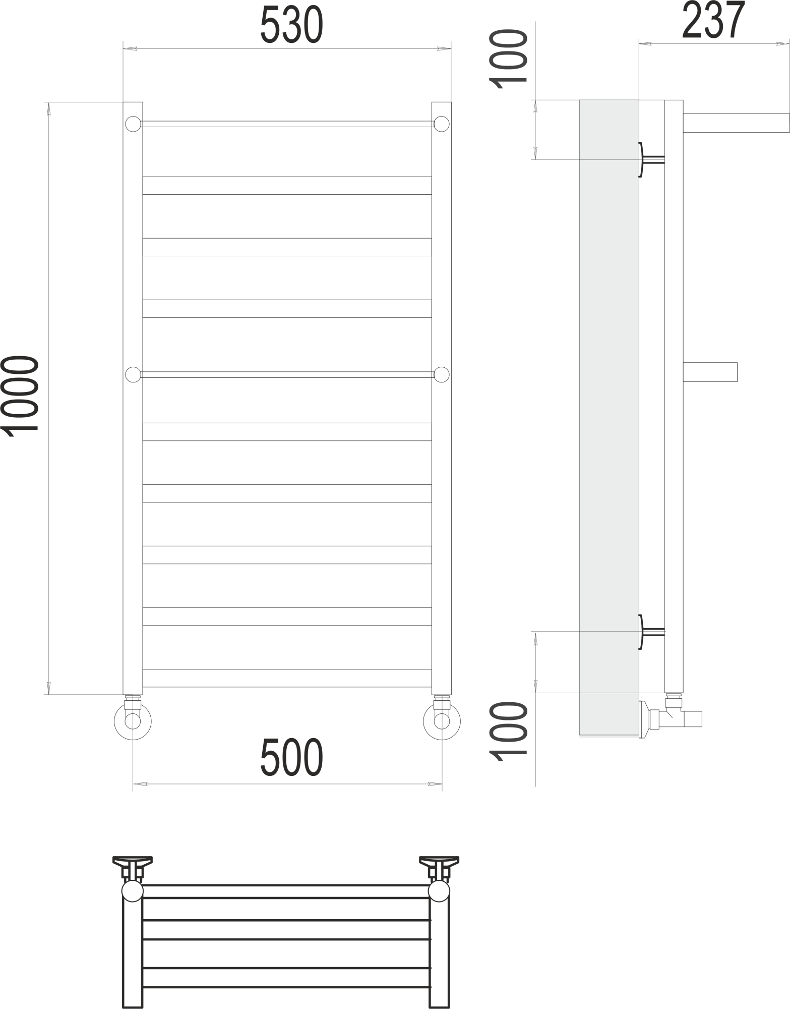 Полотенцесушитель водяной Terminus Standart Хендрикс с/п П10 50x100