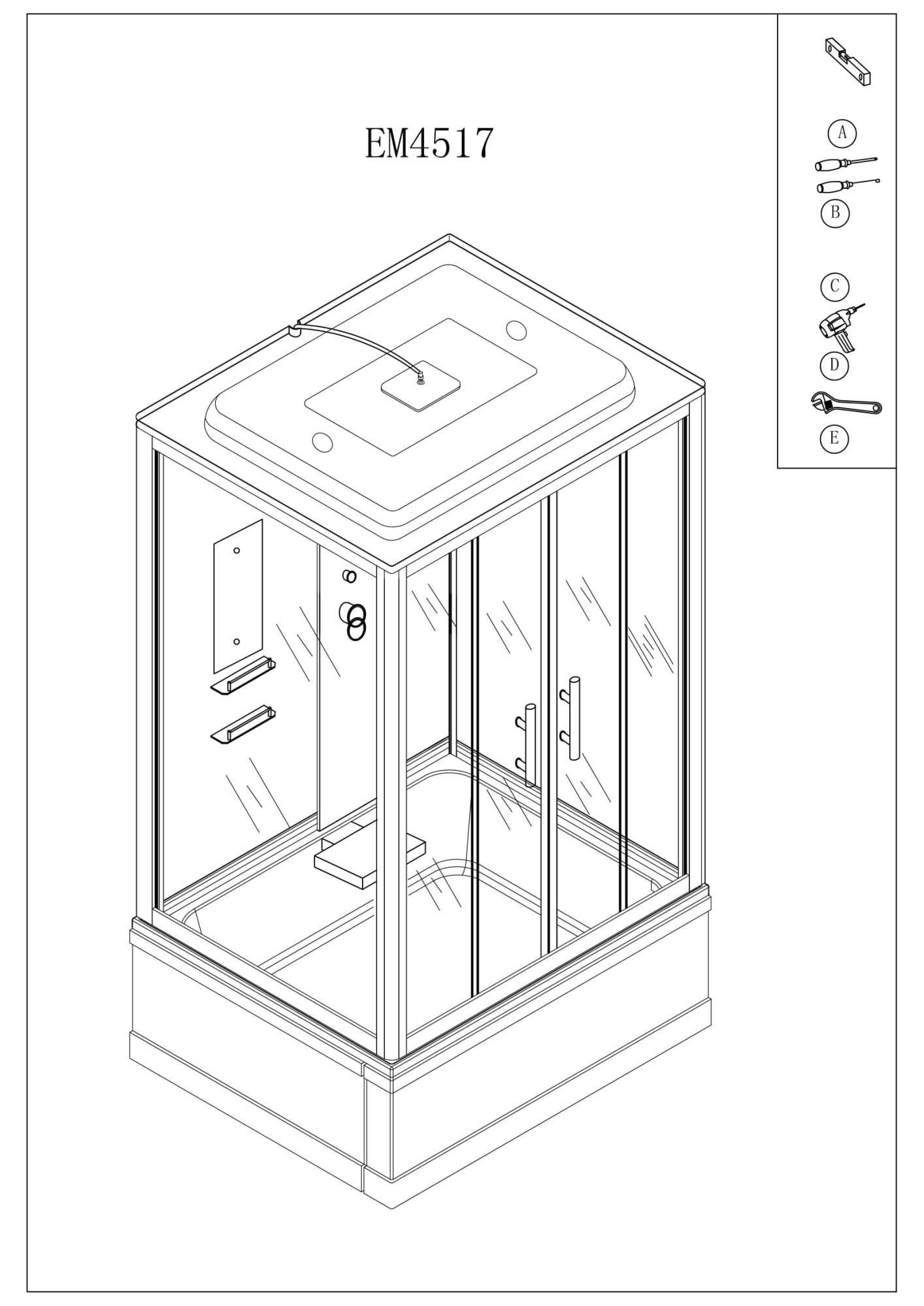 Душевая кабина Deto EM4517 170x85 с электрикой