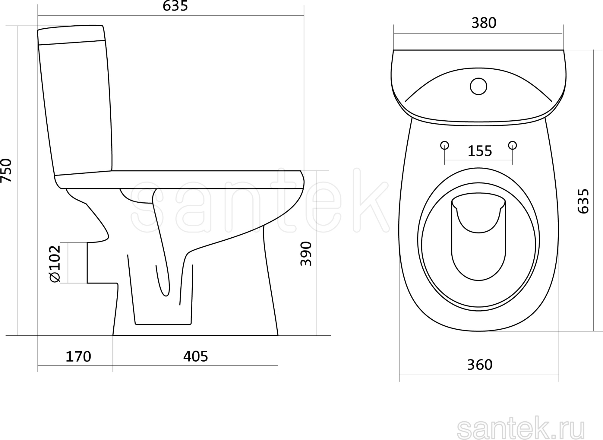Унитаз-компакт Santek Анимо Стандарт 1WH302135 с крышкой-сиденьем с микролифтом