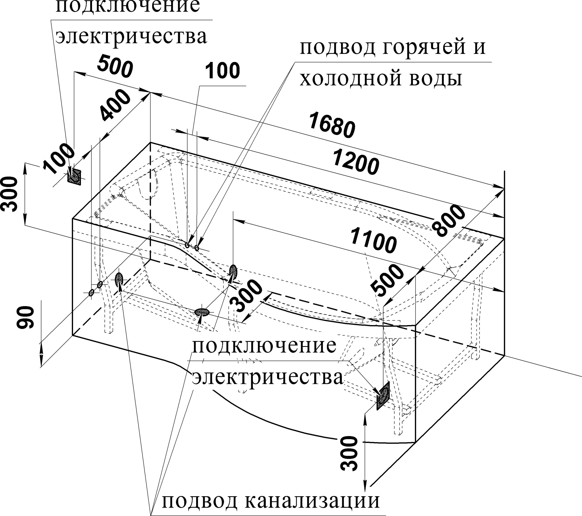 Акриловая ванна Vannesa Миранда 168x95 L